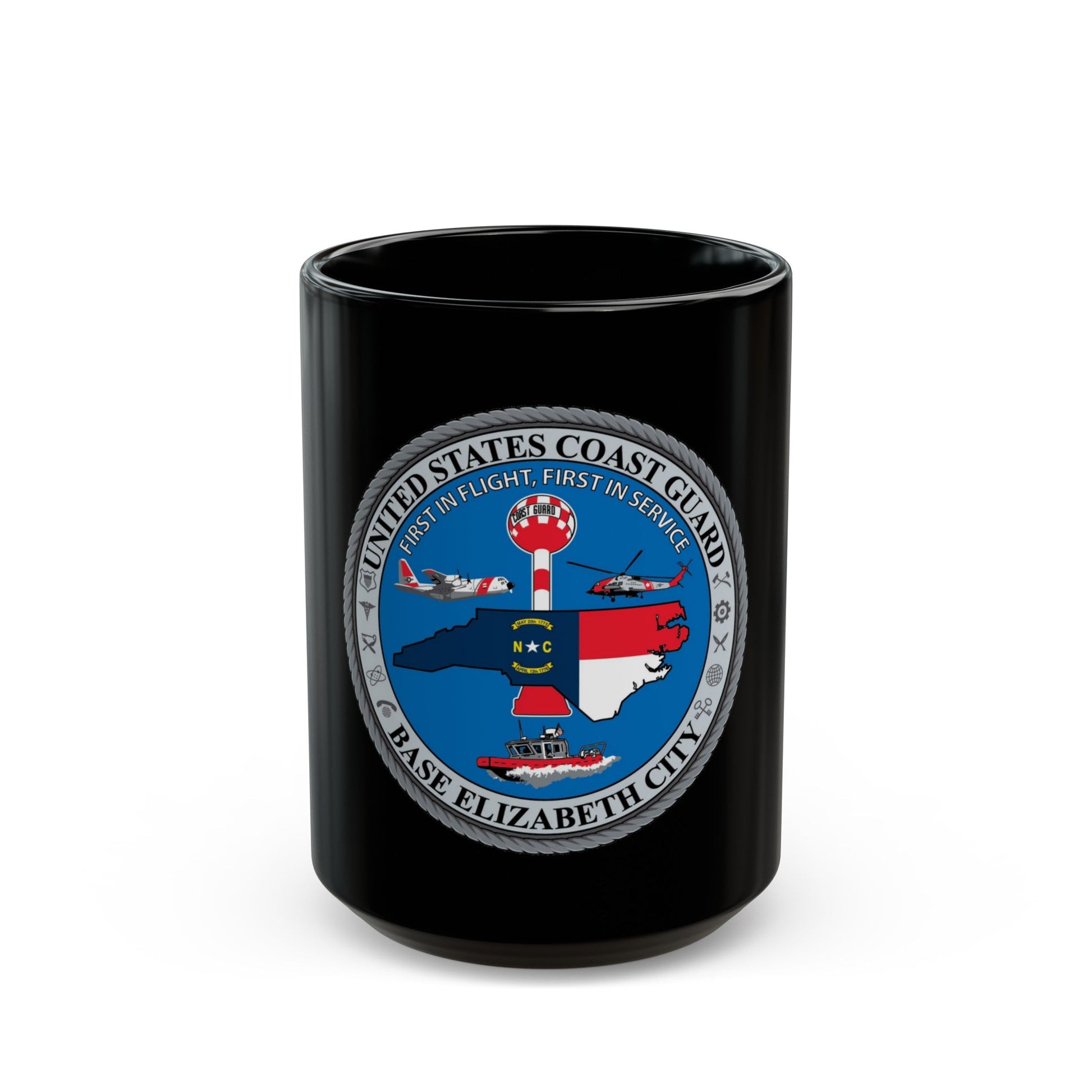 USCGC Base Elizabeth City (U.S. Coast Guard) Black Coffee Mug-15oz-The Sticker Space