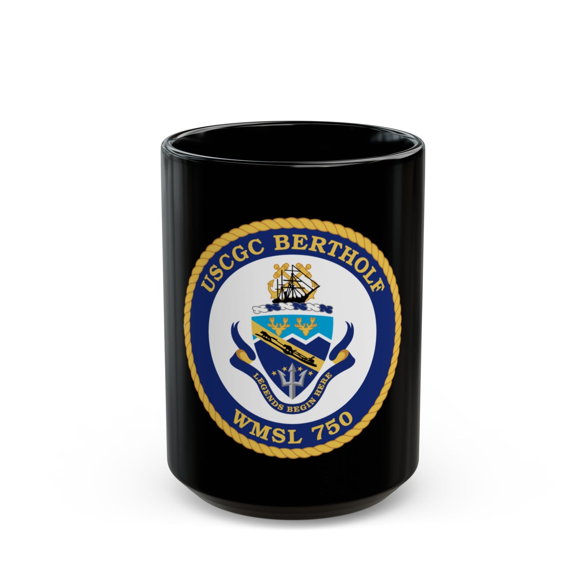 USCGC Bertholf WMSL 750 (U.S. Coast Guard) Black Coffee Mug-15oz-The Sticker Space