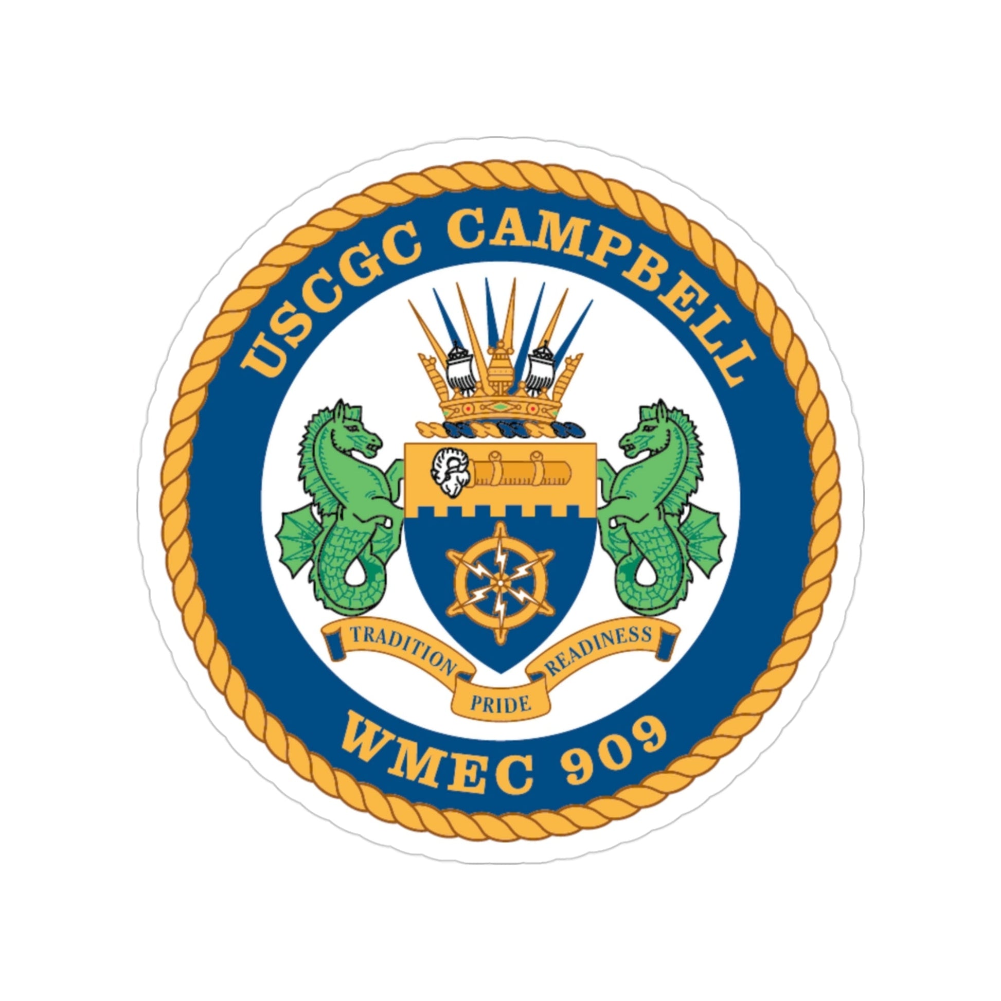 USCGC Campbell WMEC 909 (U.S. Coast Guard) Transparent STICKER Die-Cut Vinyl Decal-3 Inch-The Sticker Space