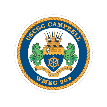 USCGC Campbell WMEC 909 (U.S. Coast Guard) Transparent STICKER Die-Cut Vinyl Decal-3 Inch-The Sticker Space