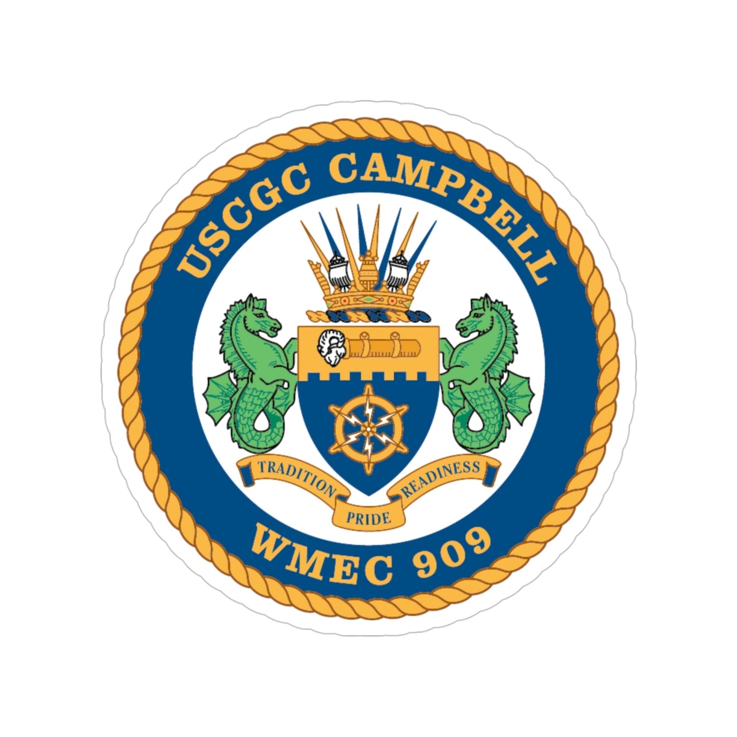 USCGC Campbell WMEC 909 (U.S. Coast Guard) Transparent STICKER Die-Cut Vinyl Decal-4 Inch-The Sticker Space