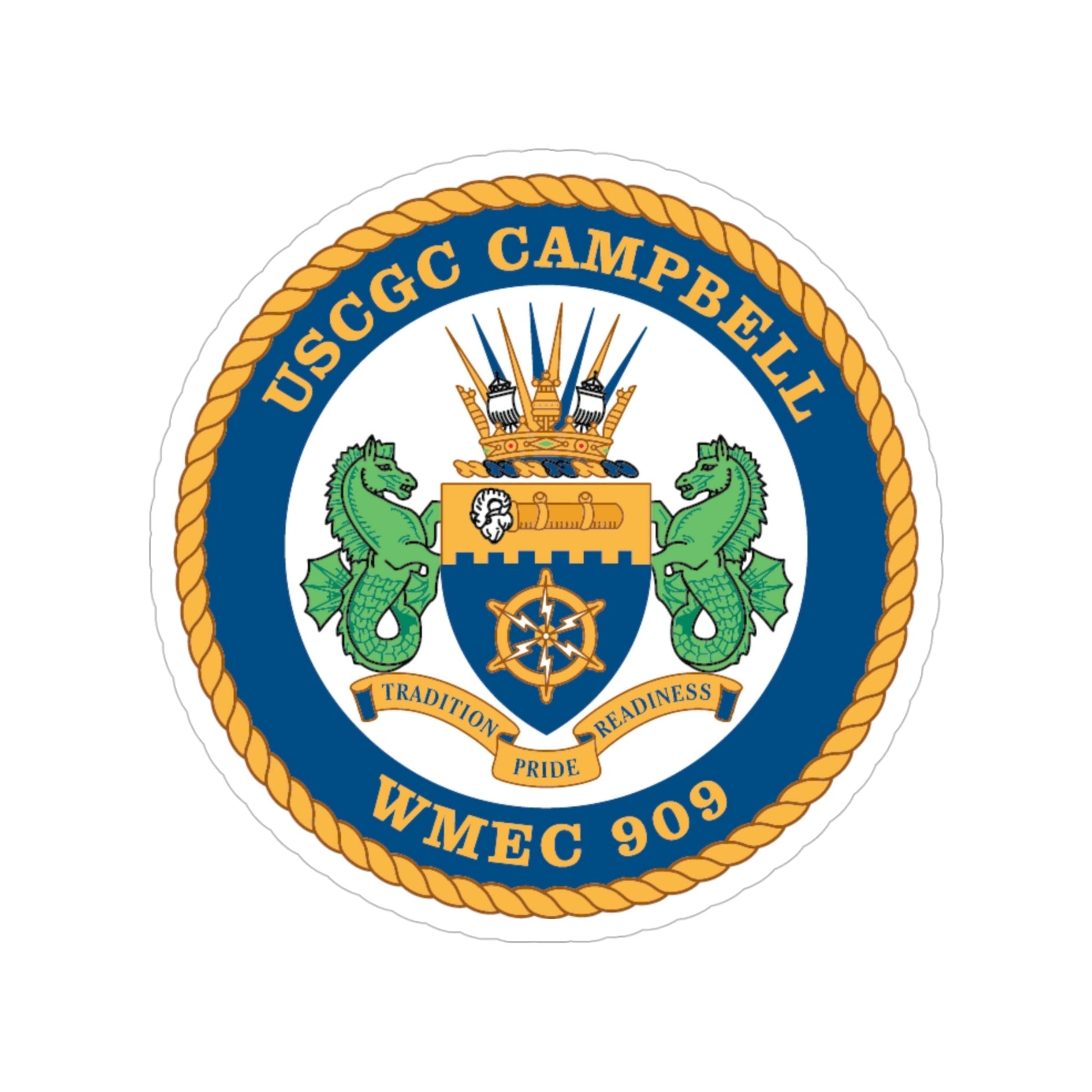 USCGC Campbell WMEC 909 (U.S. Coast Guard) Transparent STICKER Die-Cut Vinyl Decal-4 Inch-The Sticker Space