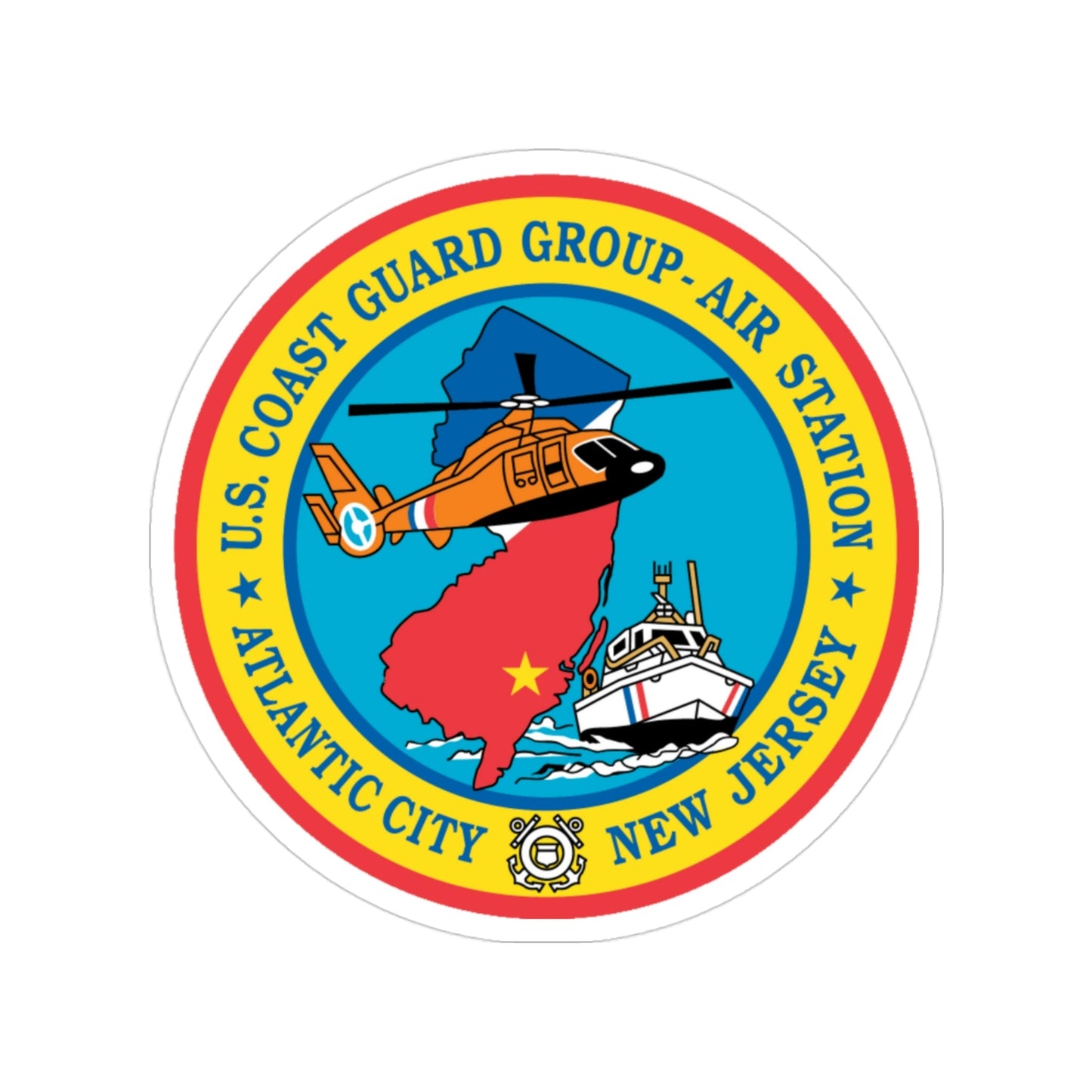USCGC Group Air Station Atlantic City NJ (U.S. Coast Guard) Transparent STICKER Die-Cut Vinyl Decal-3 Inch-The Sticker Space