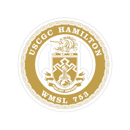 USCGC Hamilton WMSL 753 GOLD (U.S. Coast Guard) Transparent STICKER Die-Cut Vinyl Decal-4 Inch-The Sticker Space