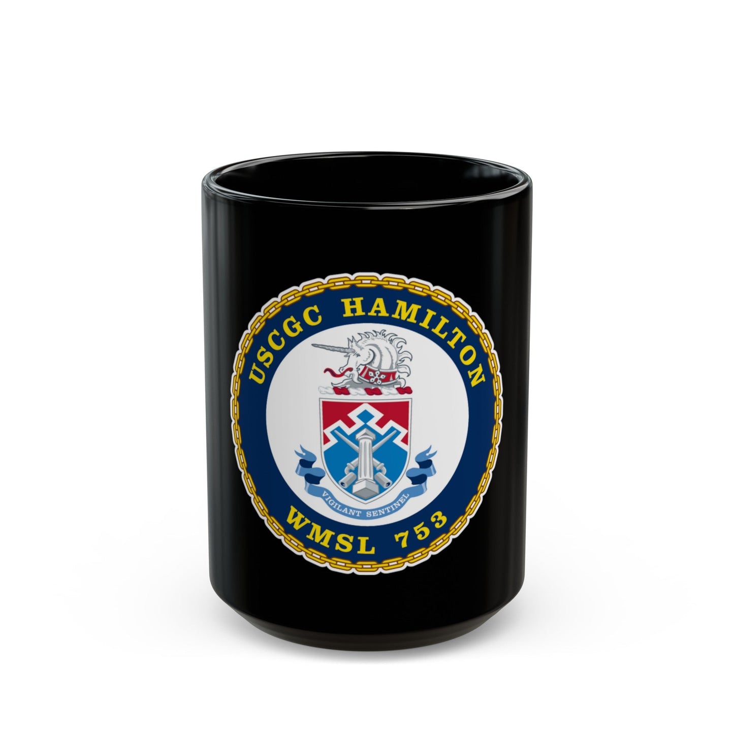 USCGC Hamilton WMSL 753 (U.S. Coast Guard) Black Coffee Mug-15oz-The Sticker Space