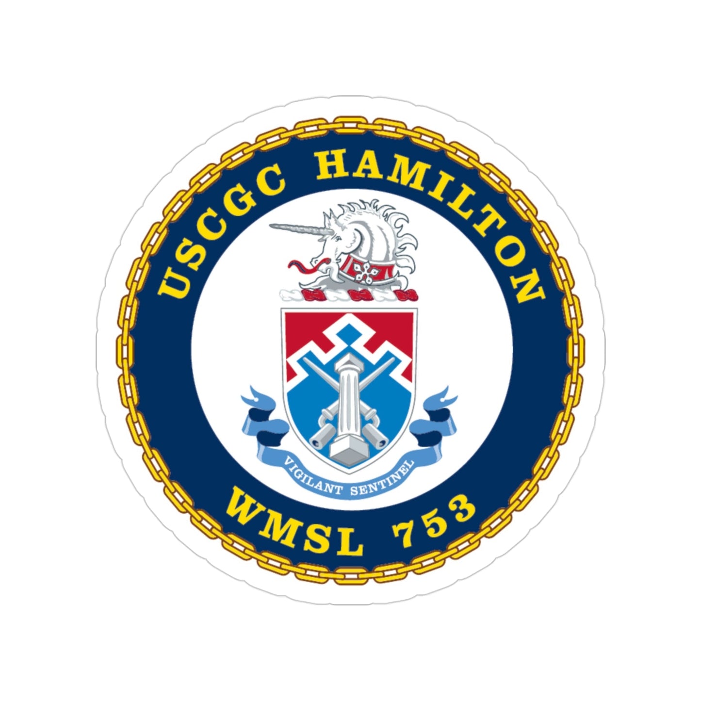 USCGC Hamilton WMSL 753 (U.S. Coast Guard) Transparent STICKER Die-Cut Vinyl Decal-3 Inch-The Sticker Space