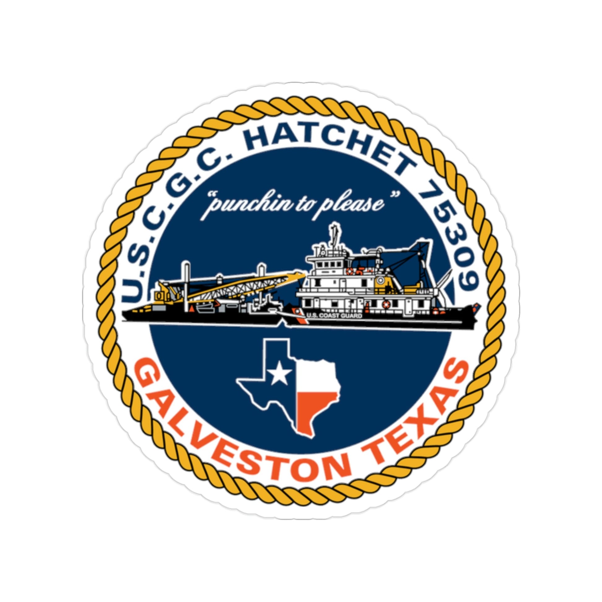 USCGC Hatchet 75309 Galveston TX (U.S. Coast Guard) Transparent STICKER Die-Cut Vinyl Decal-2 Inch-The Sticker Space