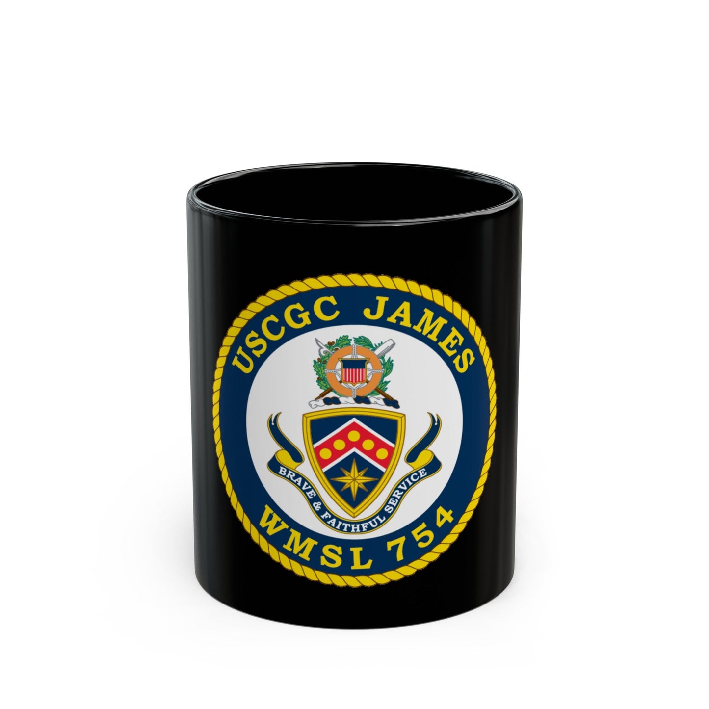 USCGC James WMSL 754 (U.S. Coast Guard) Black Coffee Mug-11oz-The Sticker Space