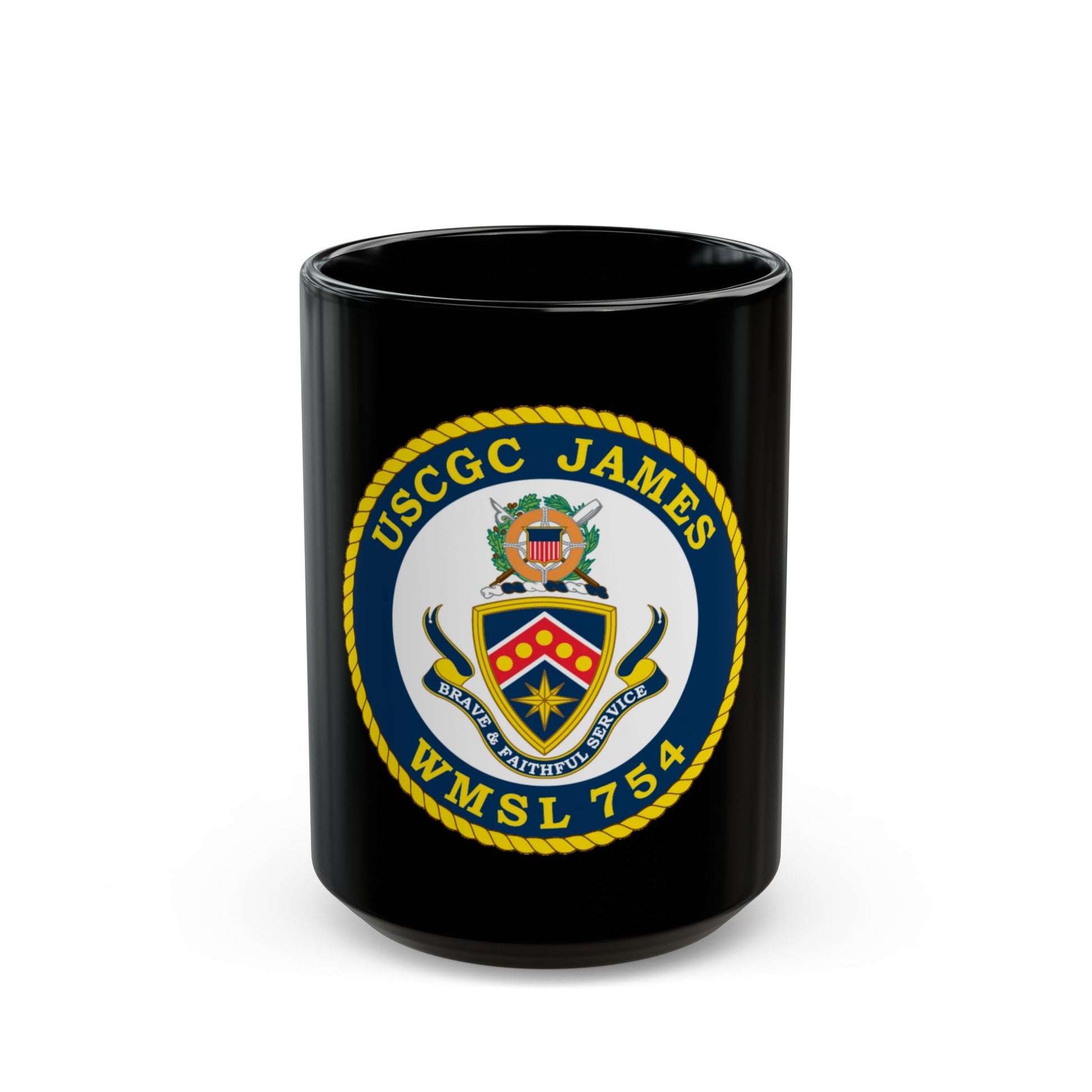 USCGC James WMSL 754 (U.S. Coast Guard) Black Coffee Mug-15oz-The Sticker Space