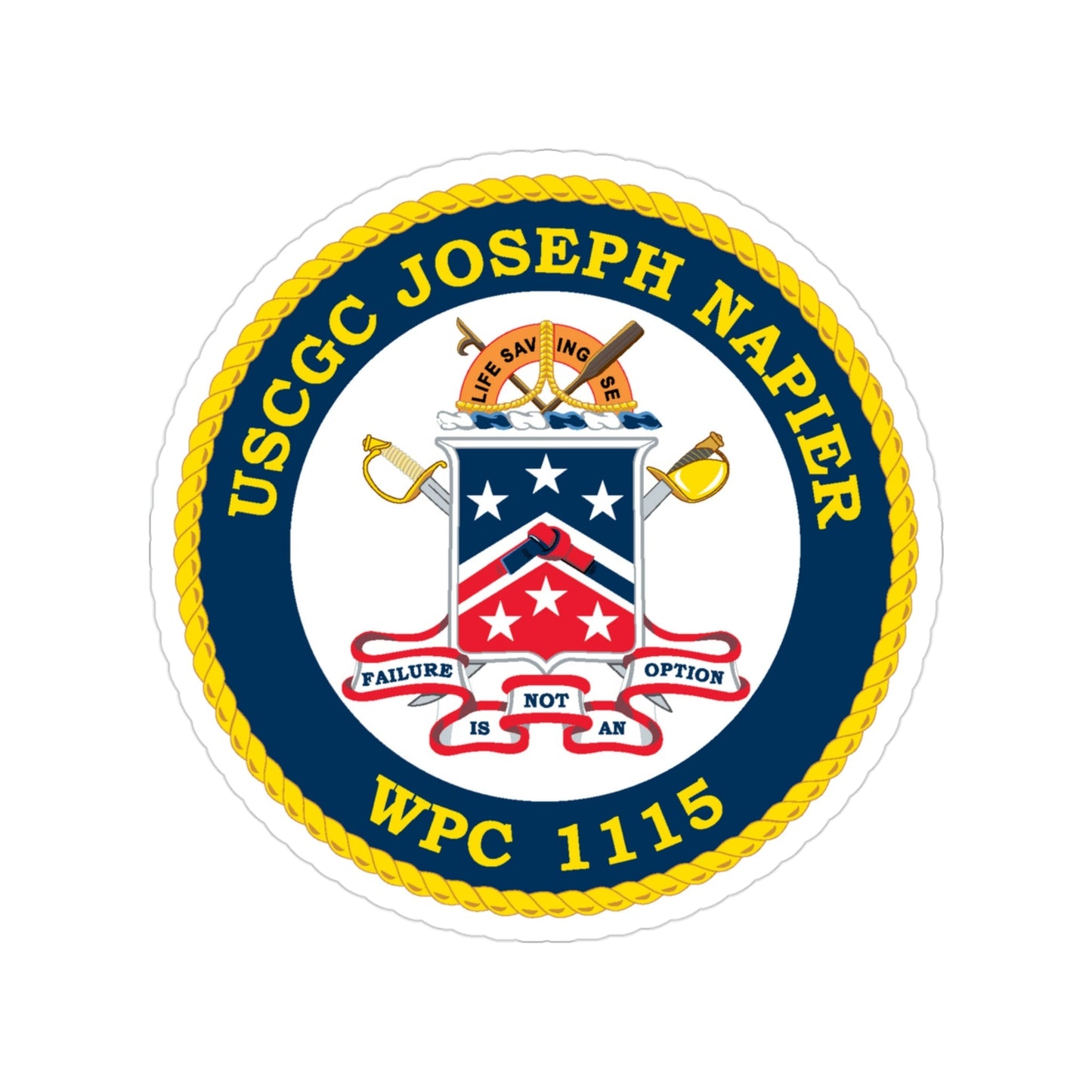 USCGC Joseph Napier WPC 115 (U.S. Coast Guard) Transparent STICKER Die-Cut Vinyl Decal-3 Inch-The Sticker Space