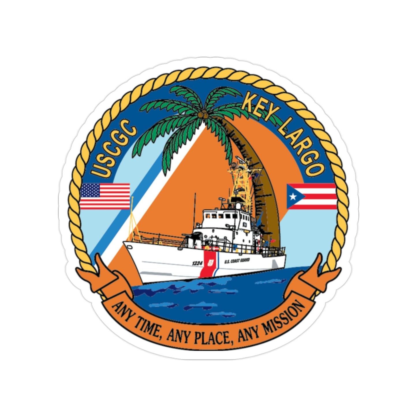 USCGC Key Largo WPB 1324 1 (U.S. Coast Guard) Transparent STICKER Die-Cut Vinyl Decal-2 Inch-The Sticker Space