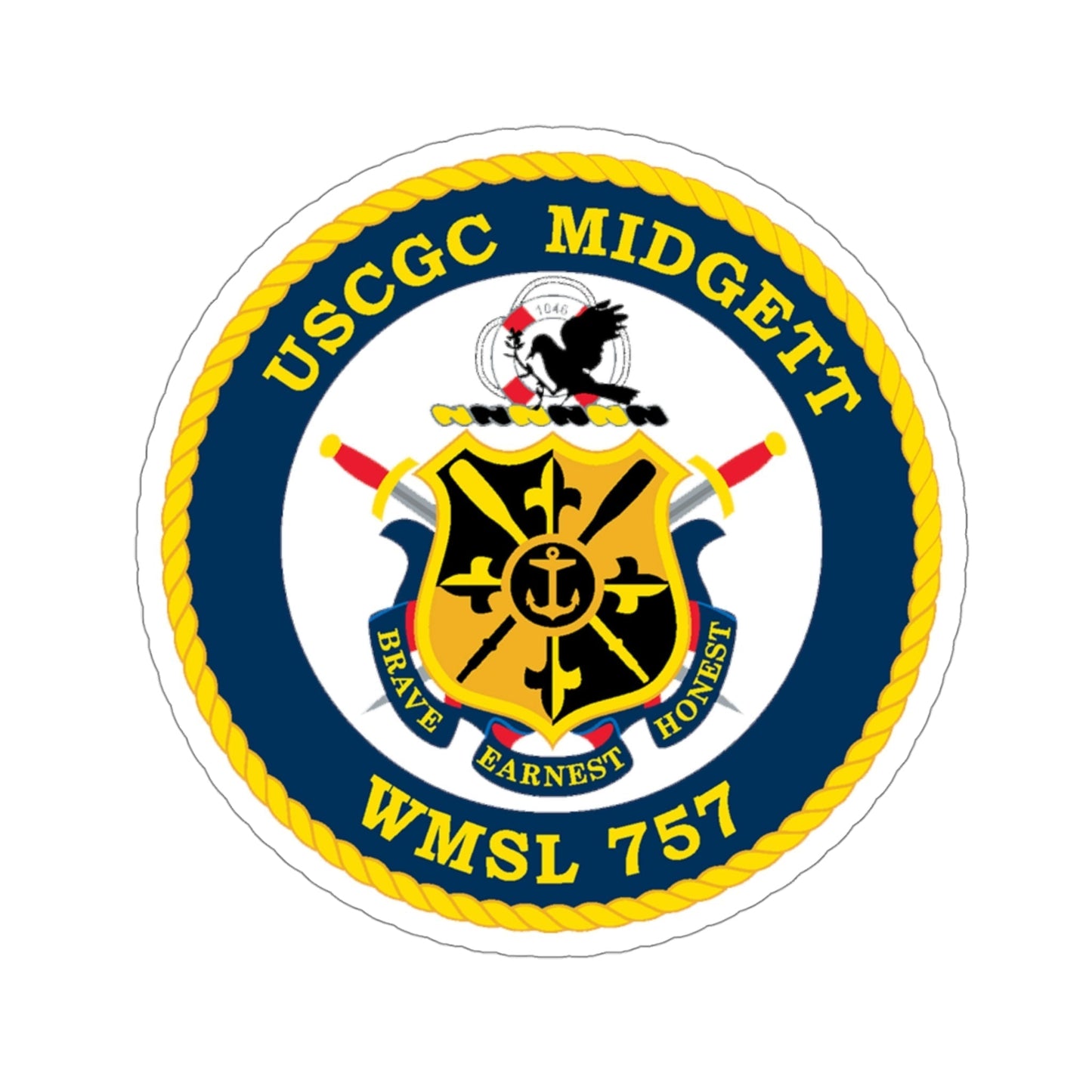 USCGC MIDGETT WMSL 757 (U.S. Coast Guard) STICKER Vinyl Die-Cut Decal-4 Inch-The Sticker Space