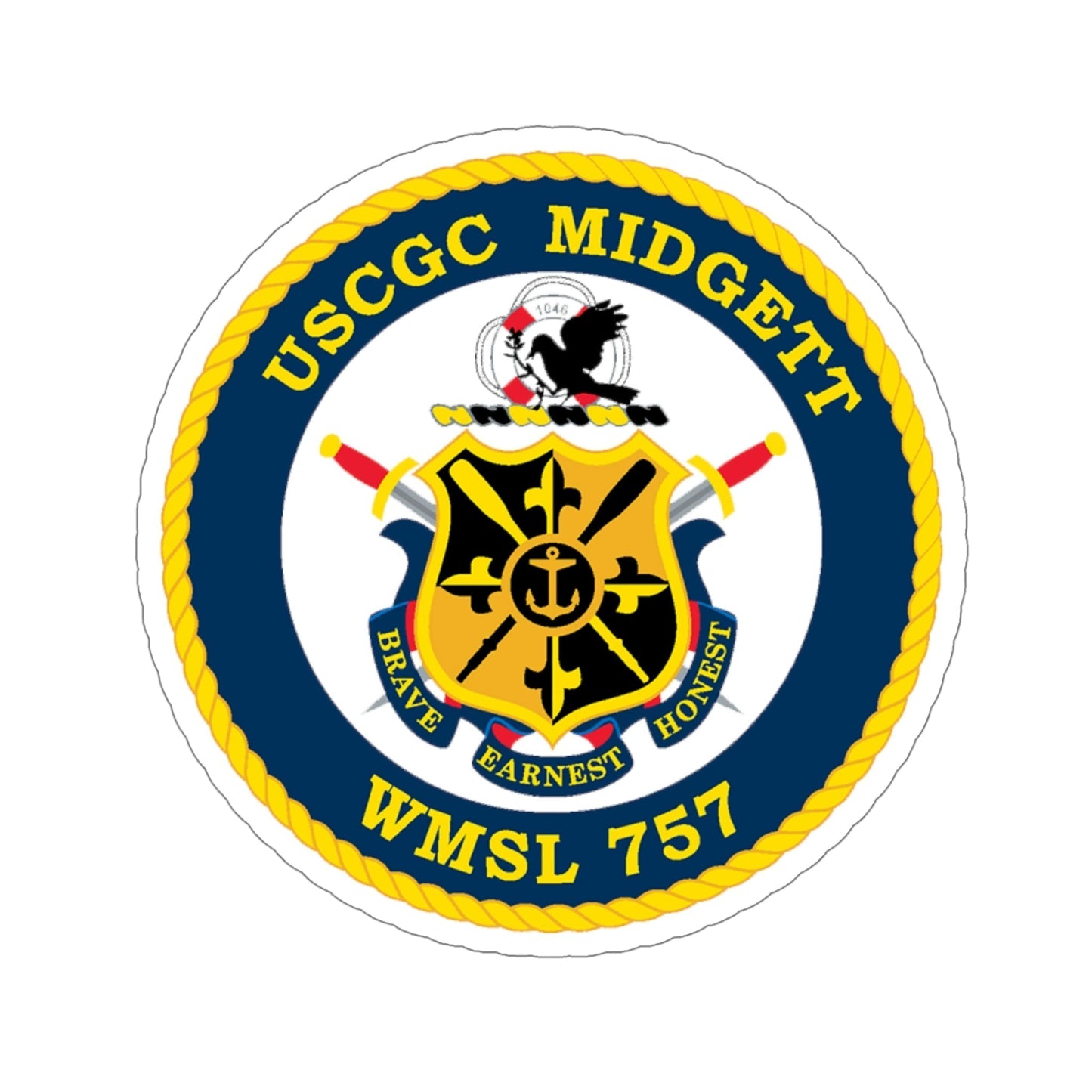 USCGC MIDGETT WMSL 757 (U.S. Coast Guard) STICKER Vinyl Die-Cut Decal-5 Inch-The Sticker Space