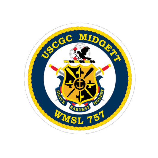 USCGC MIDGETT WMSL 757 (U.S. Coast Guard) Transparent STICKER Die-Cut Vinyl Decal-6 Inch-The Sticker Space