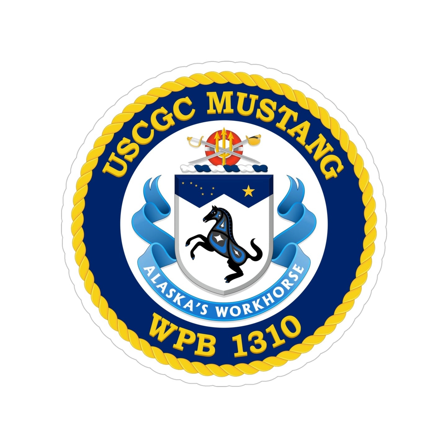 USCGC Mustang WPB 1310 (U.S. Coast Guard) Transparent STICKER Die-Cut Vinyl Decal-5 Inch-The Sticker Space