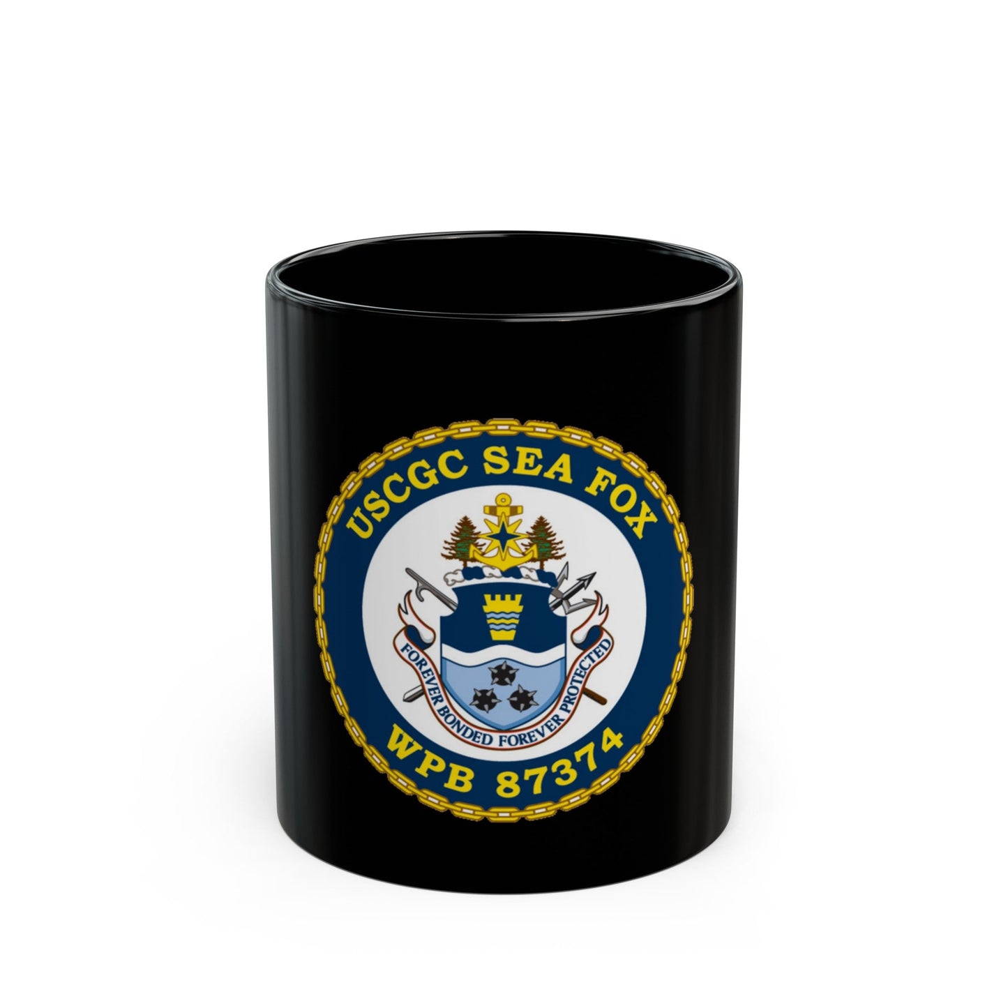 USCGC Sea Fox WPB 87374 2 (U.S. Coast Guard) Black Coffee Mug-11oz-The Sticker Space