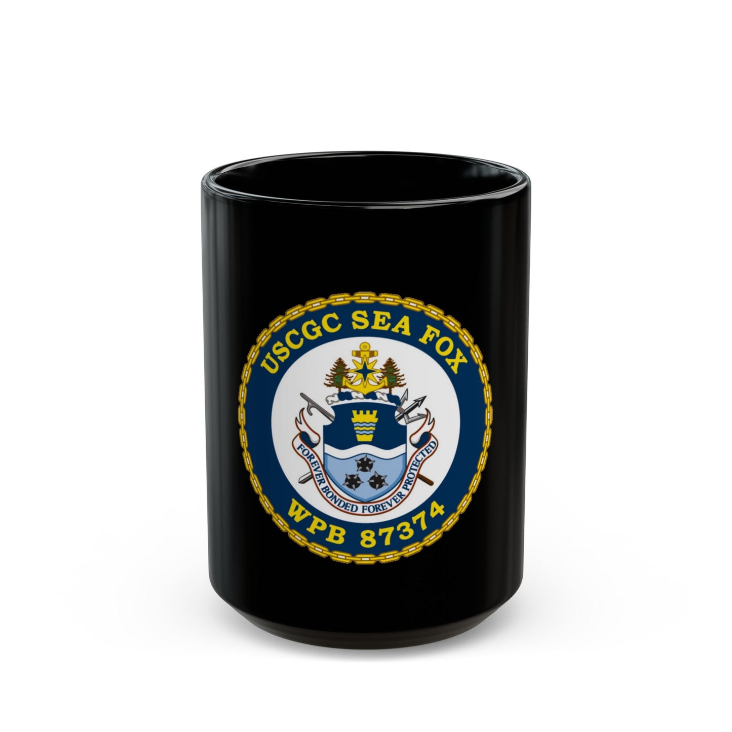 USCGC Sea Fox WPB 87374 2 (U.S. Coast Guard) Black Coffee Mug-15oz-The Sticker Space