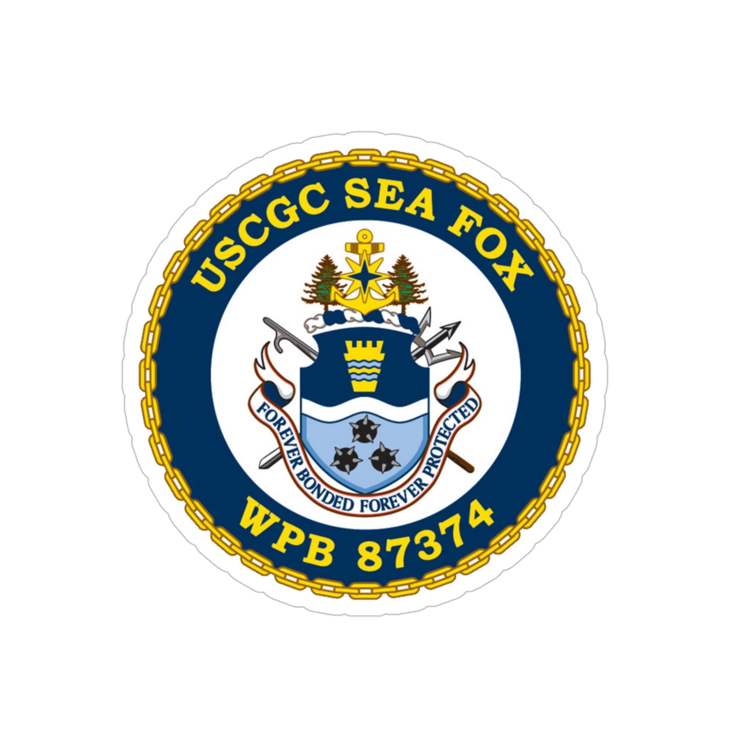 USCGC Sea Fox WPB 87374 2 (U.S. Coast Guard) Transparent STICKER Die-Cut Vinyl Decal-4 Inch-The Sticker Space