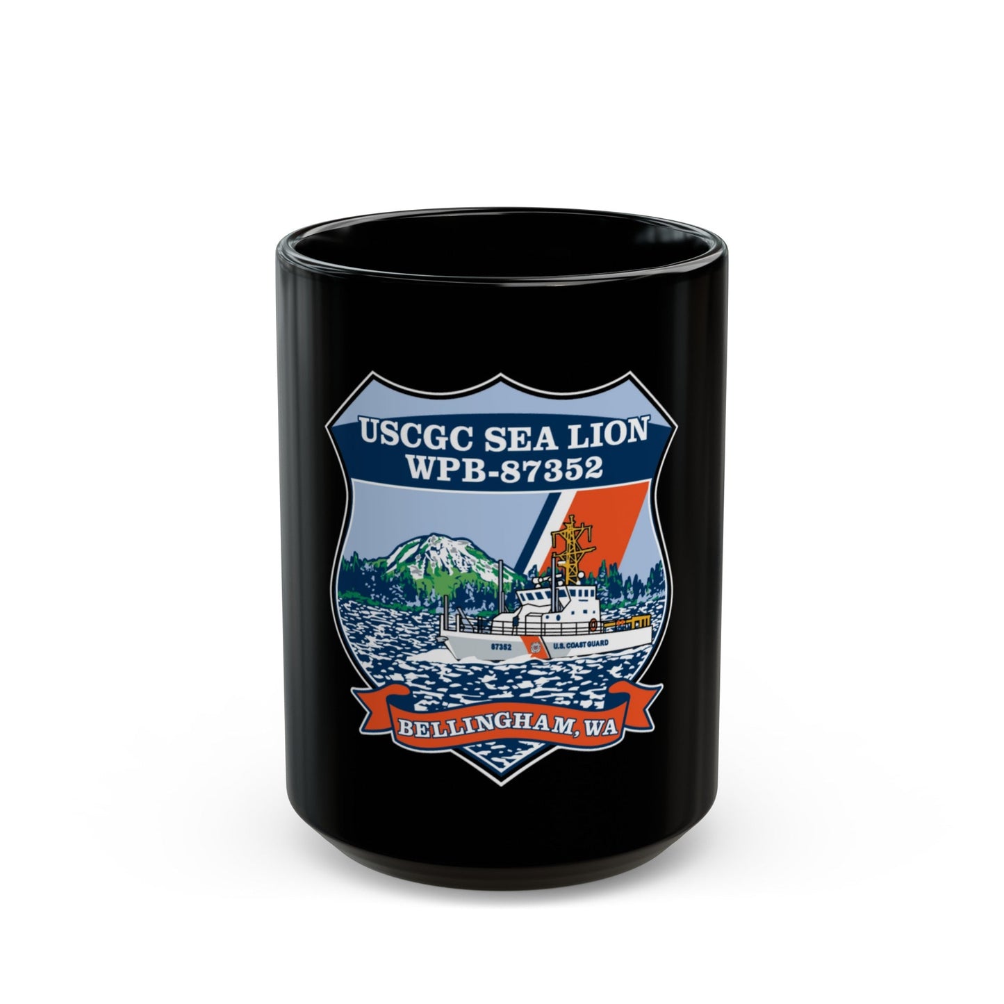 USCGC Sea Lions WPB 87352 (U.S. Coast Guard) Black Coffee Mug-15oz-The Sticker Space