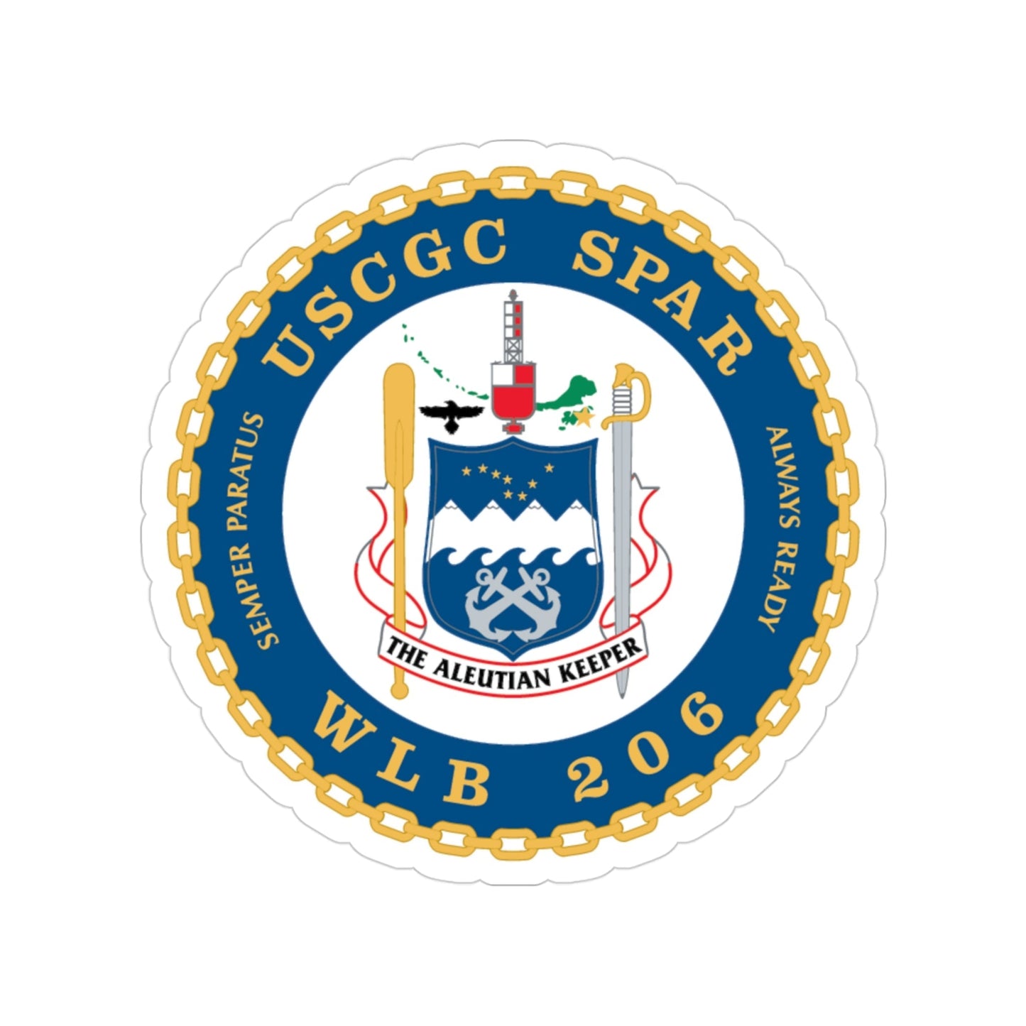 USCGC Spar WLB 206 (U.S. Coast Guard) Transparent STICKER Die-Cut Vinyl Decal-3 Inch-The Sticker Space
