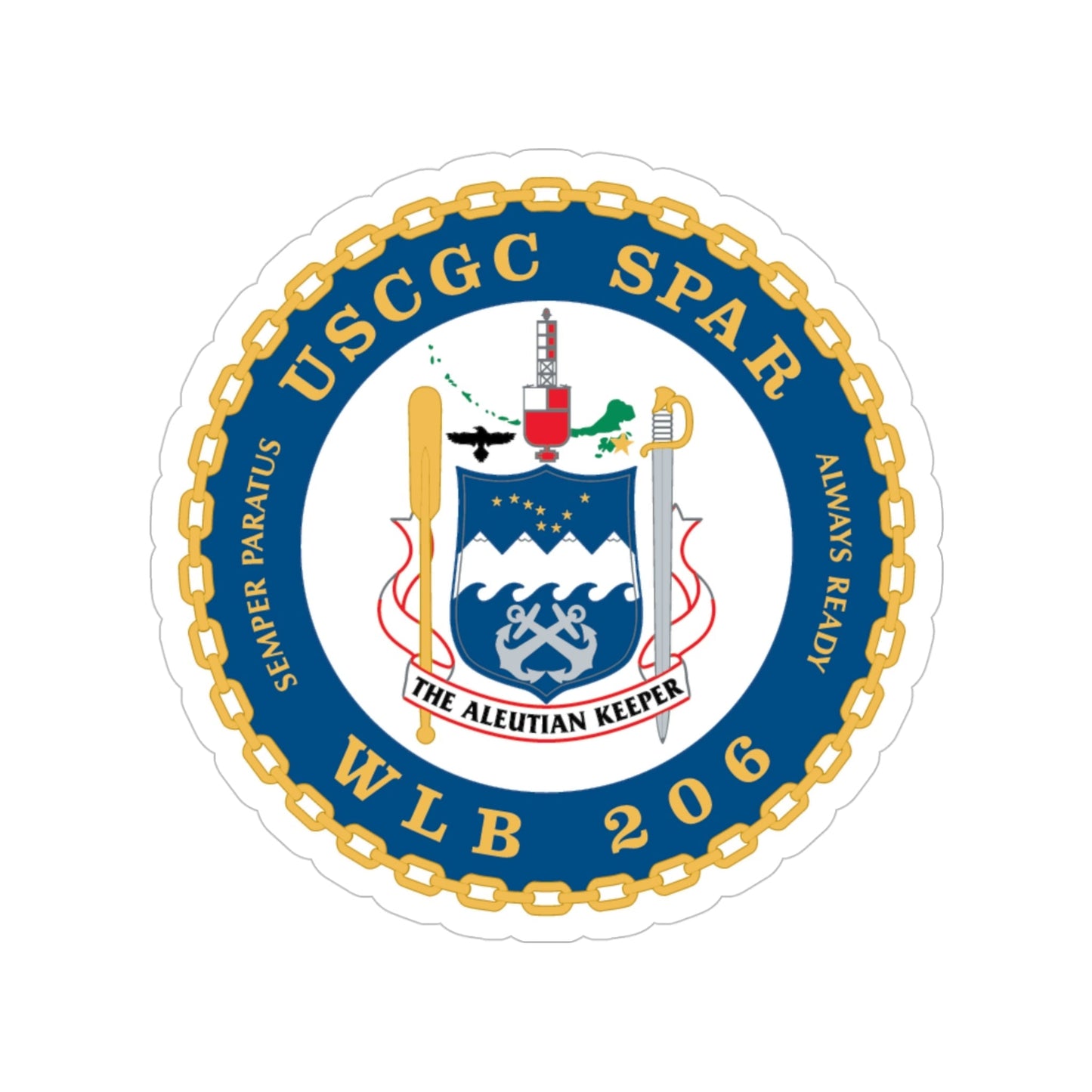 USCGC Spar WLB 206 (U.S. Coast Guard) Transparent STICKER Die-Cut Vinyl Decal-4 Inch-The Sticker Space