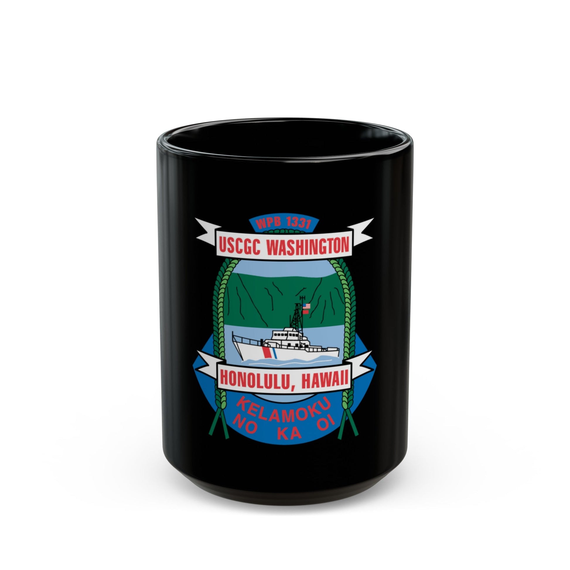 USCGC Washington WPB 1331 Honolulu Hawaii (U.S. Coast Guard) Black Coffee Mug-15oz-The Sticker Space