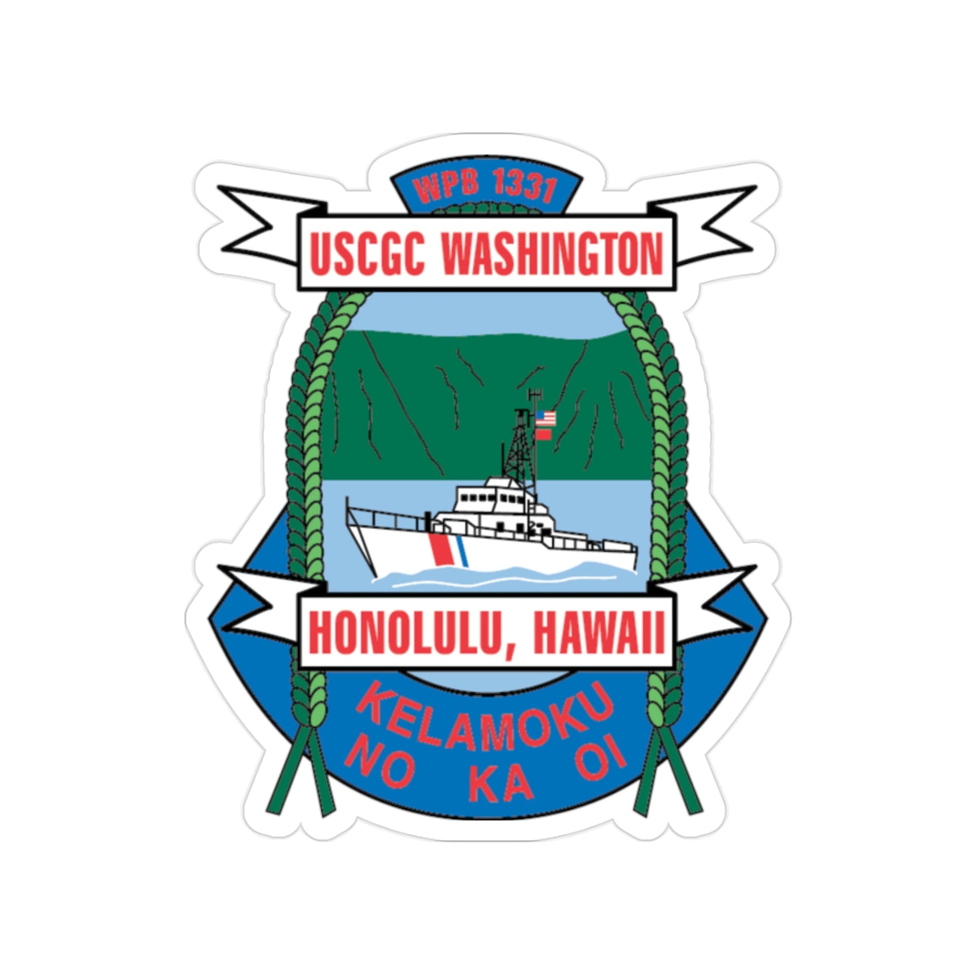 USCGC Washington WPB 1331 Honolulu Hawaii (U.S. Coast Guard) Transparent STICKER Die-Cut Vinyl Decal-2 Inch-The Sticker Space