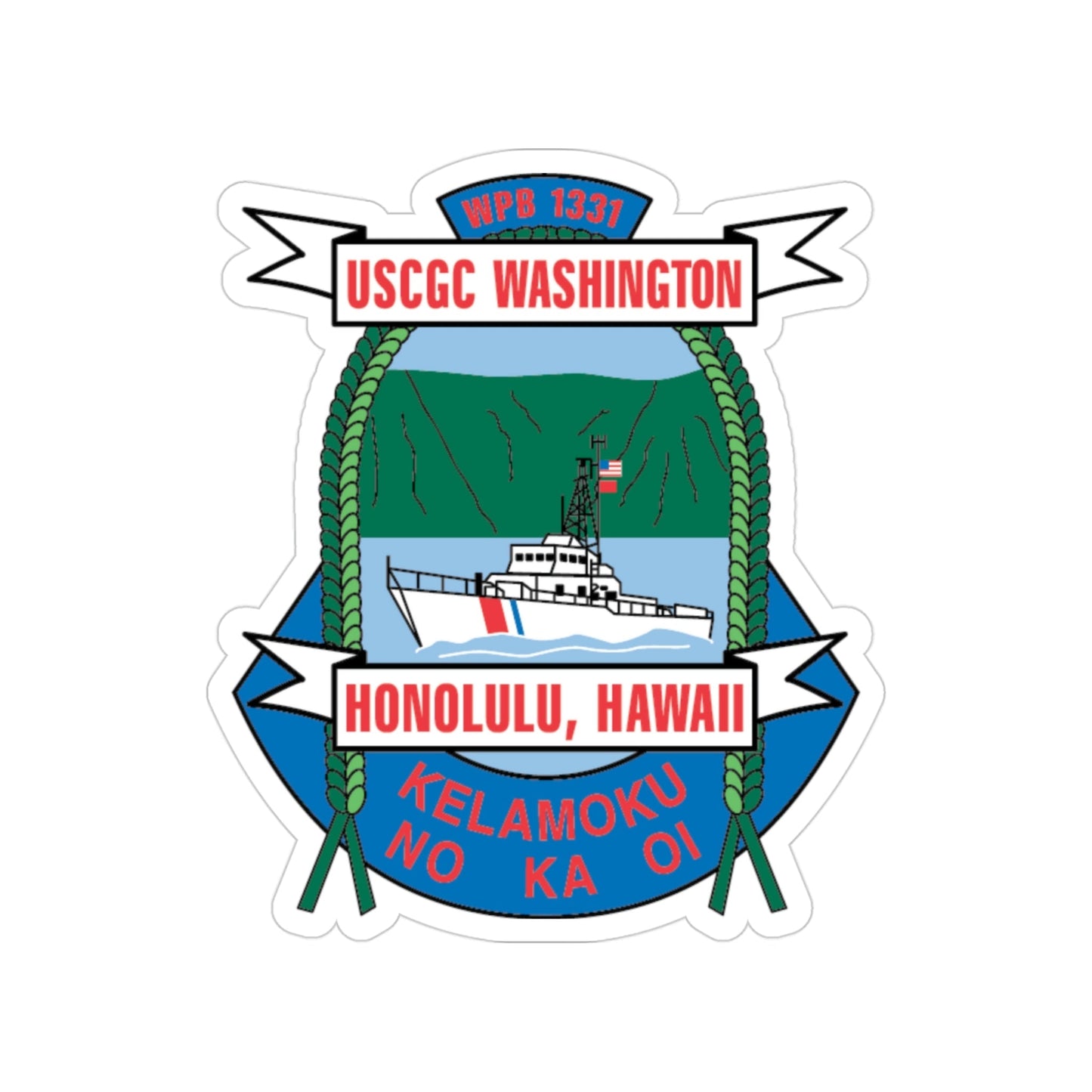 USCGC Washington WPB 1331 Honolulu Hawaii (U.S. Coast Guard) Transparent STICKER Die-Cut Vinyl Decal-3 Inch-The Sticker Space