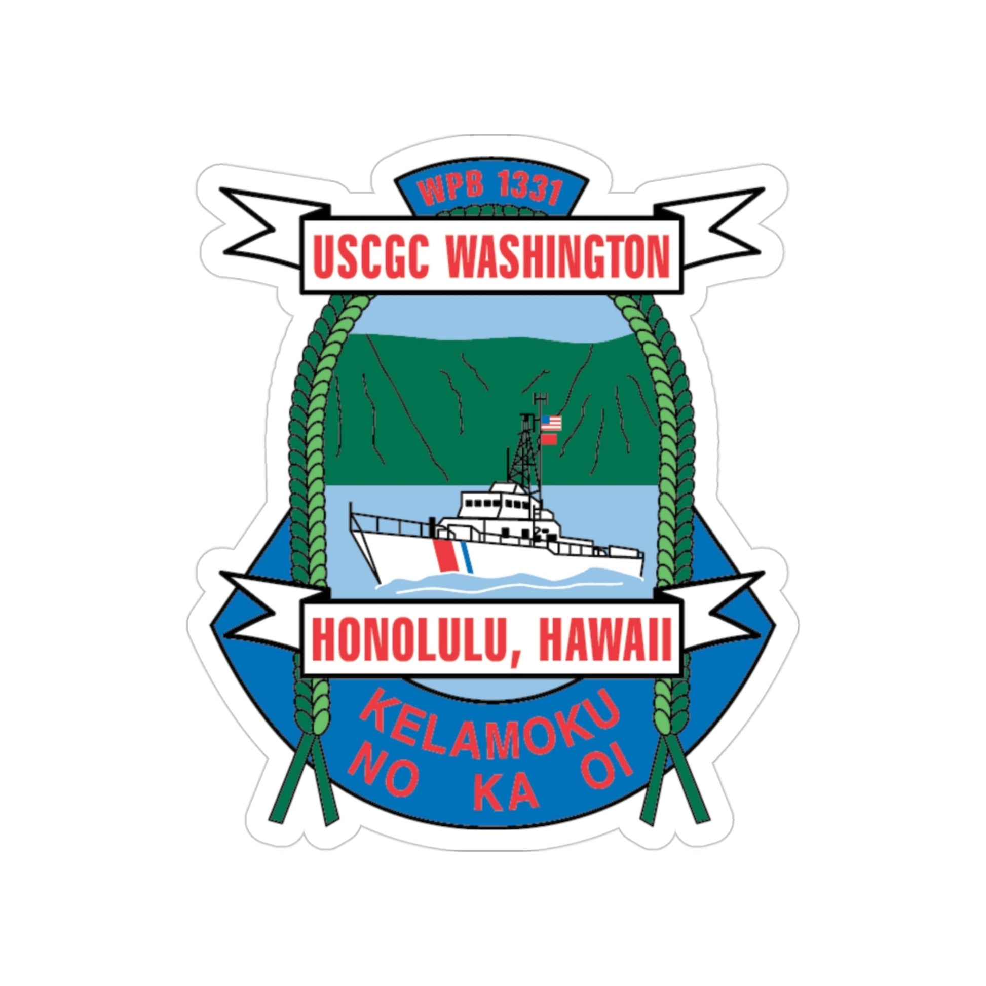 USCGC Washington WPB 1331 Honolulu Hawaii (U.S. Coast Guard) Transparent STICKER Die-Cut Vinyl Decal-3 Inch-The Sticker Space