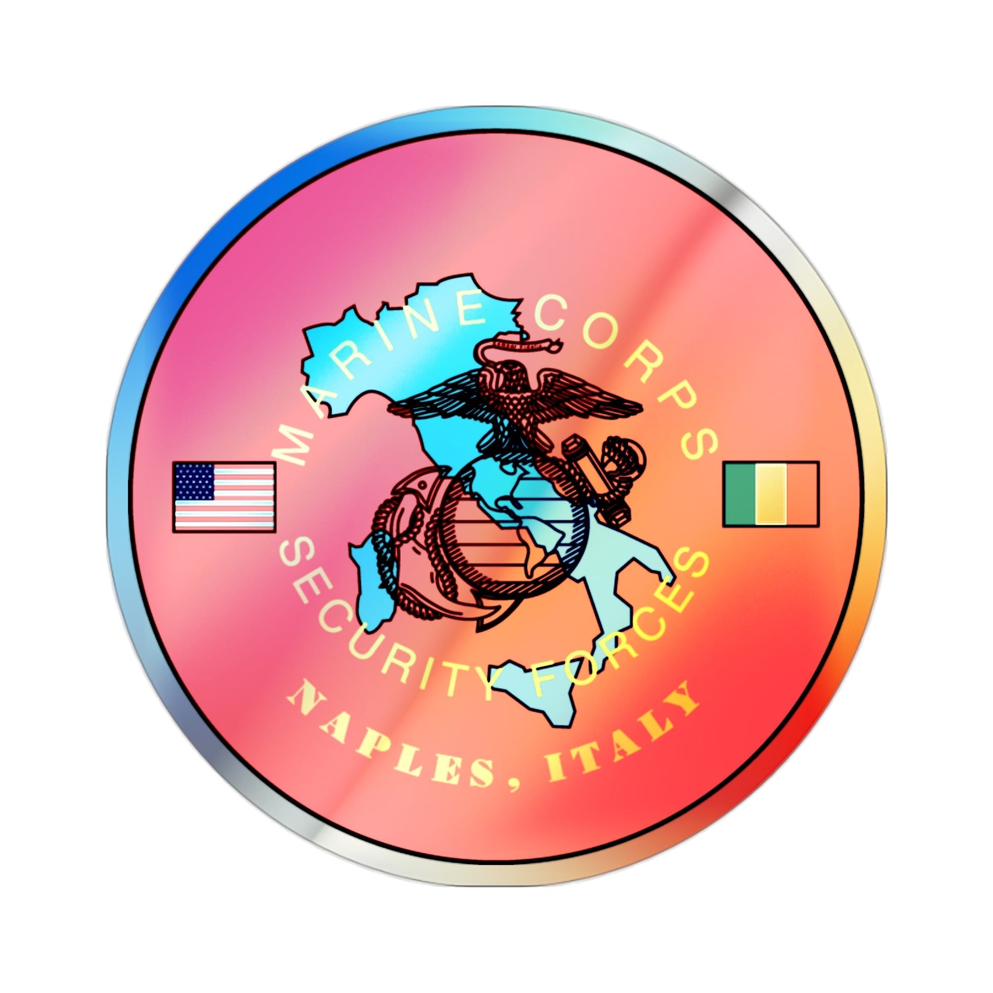 USMC Sec Forces Naples (USMC) Holographic STICKER Die-Cut Vinyl Decal-2 Inch-The Sticker Space