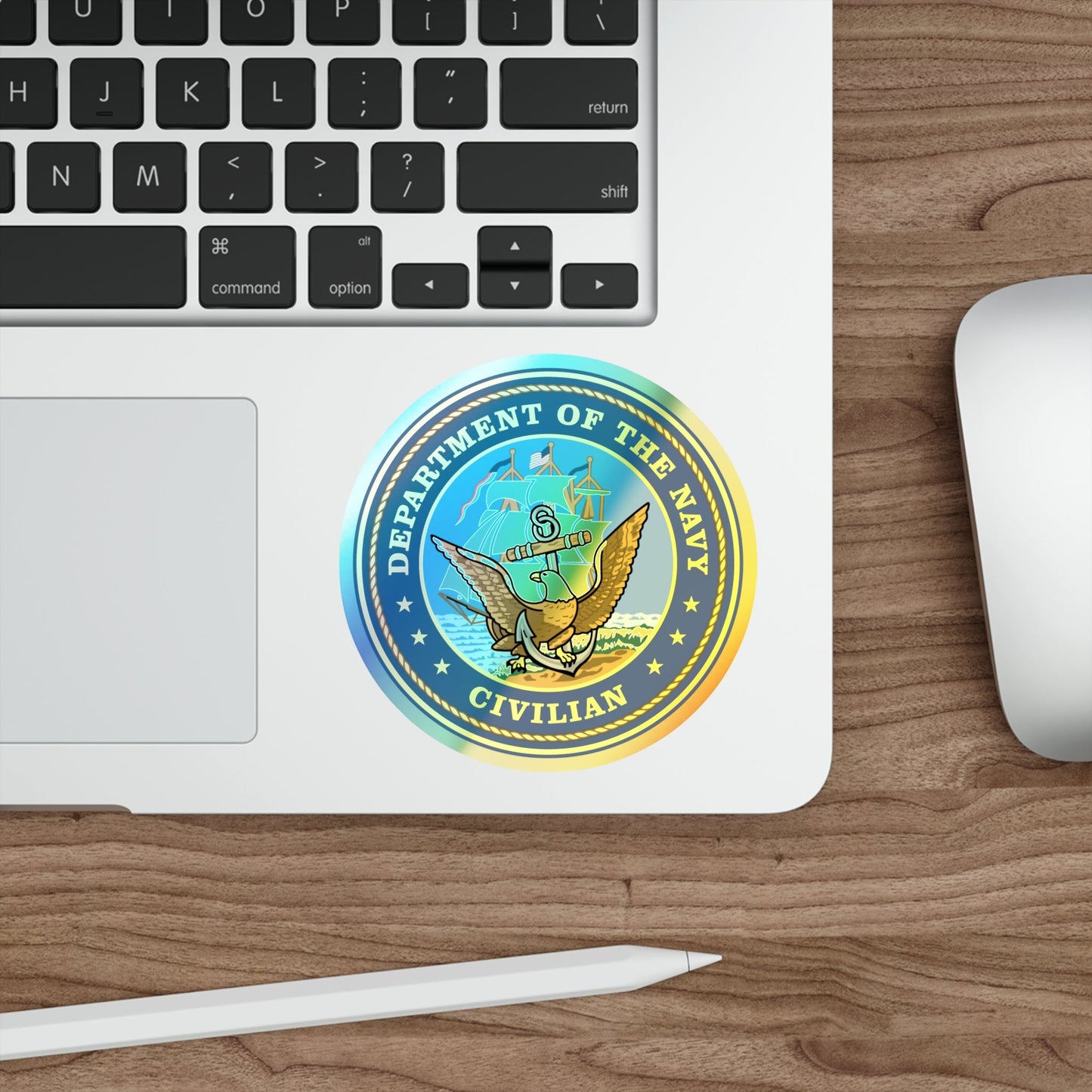 USN Department Of The Navy Civilian (U.S. Navy) Holographic STICKER Die-Cut Vinyl Decal-The Sticker Space