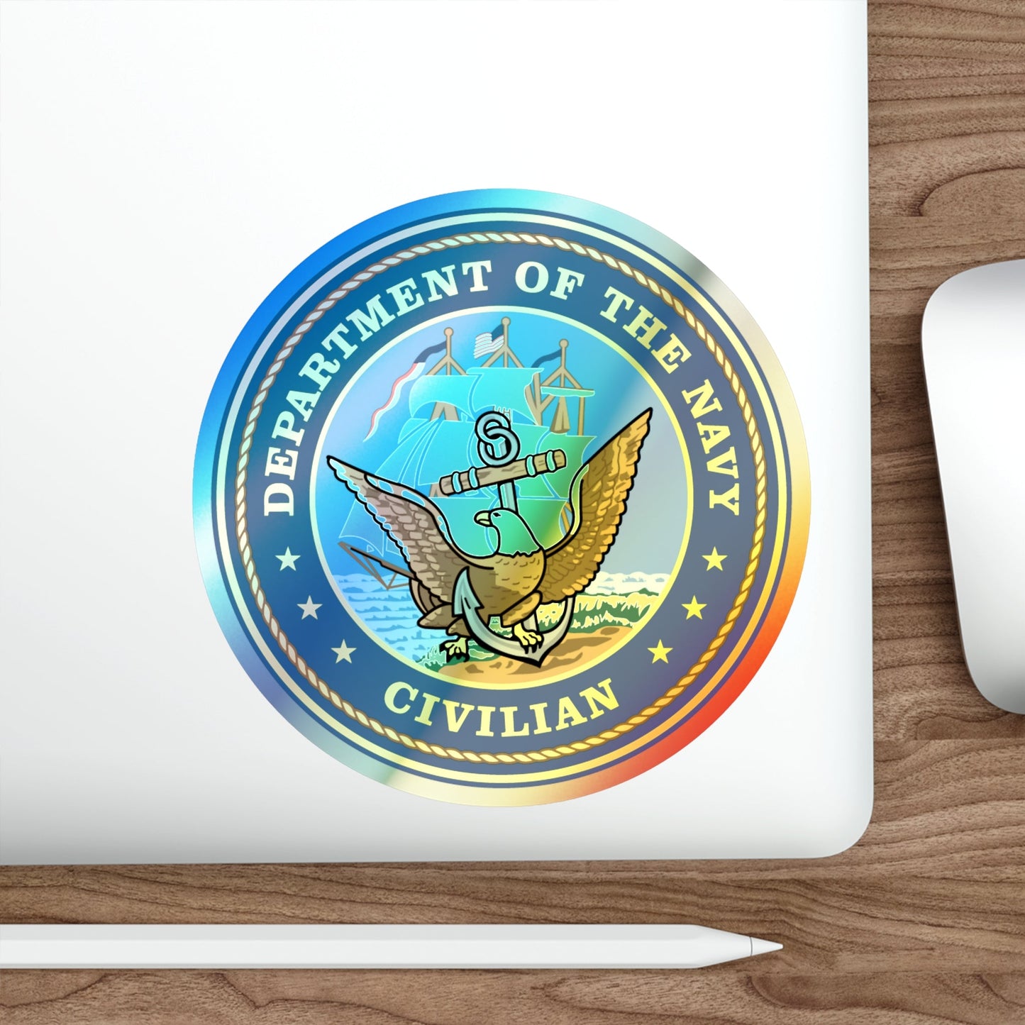 USN Department Of The Navy Civilian (U.S. Navy) Holographic STICKER Die-Cut Vinyl Decal-The Sticker Space