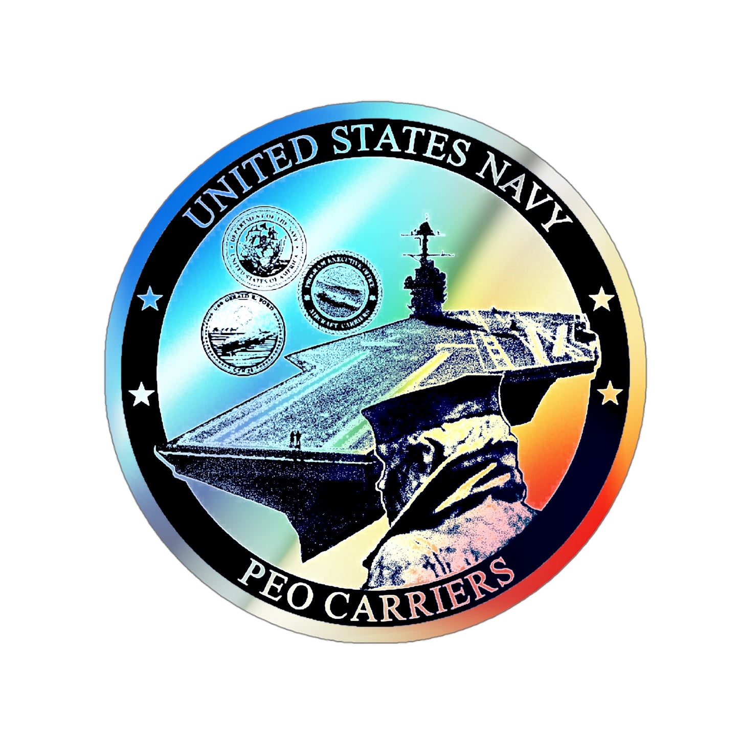 USN PEO Carriers (U.S. Navy) Holographic STICKER Die-Cut Vinyl Decal-4 Inch-The Sticker Space