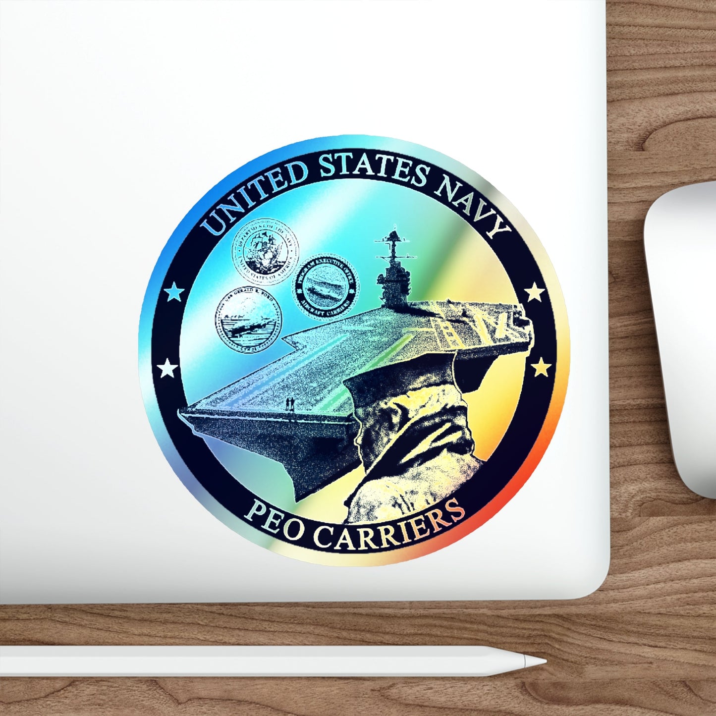 USN PEO Carriers (U.S. Navy) Holographic STICKER Die-Cut Vinyl Decal-The Sticker Space