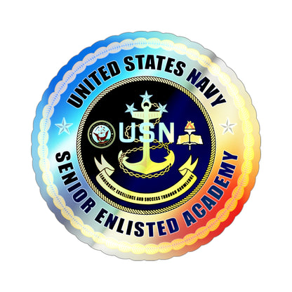 USN Senior Enlisted Academy (U.S. Navy) Holographic STICKER Die-Cut Vinyl Decal-3 Inch-The Sticker Space
