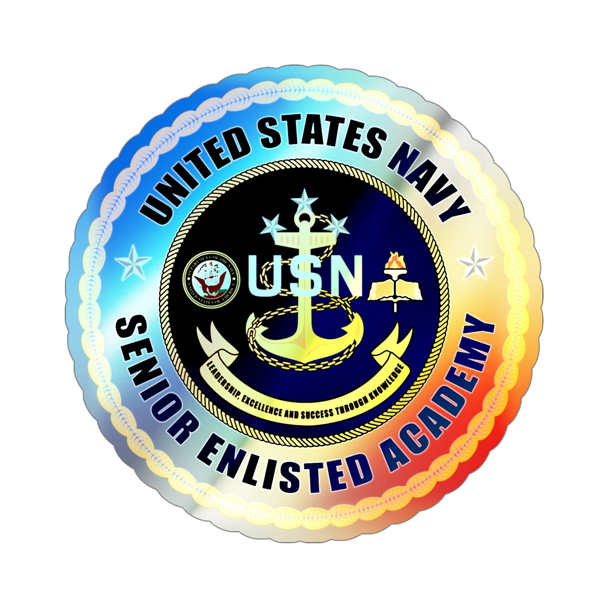USN Senior Enlisted Academy (U.S. Navy) Holographic STICKER Die-Cut Vinyl Decal-6 Inch-The Sticker Space