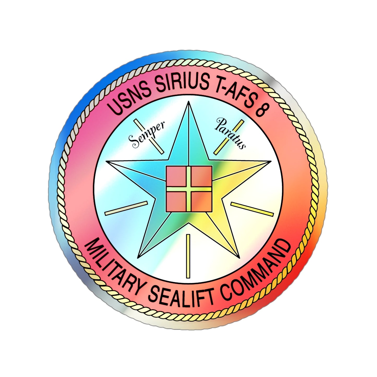 USNS Sirius T Afs 8 Military Sealift Command (U.S. Navy) Holographic STICKER Die-Cut Vinyl Decal-4 Inch-The Sticker Space