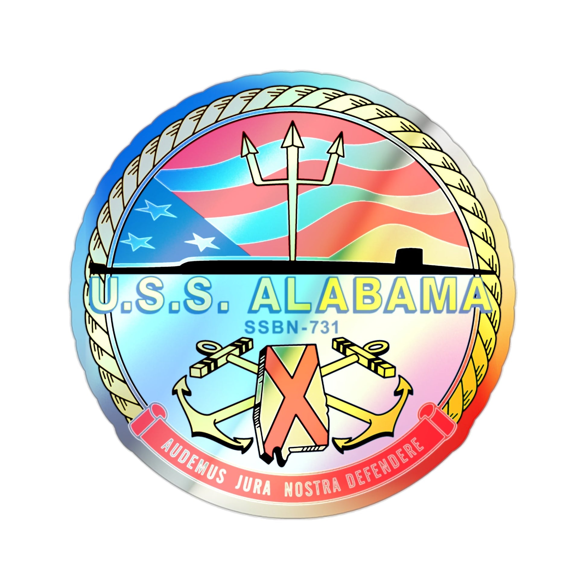 USS Alabama (U.S. Navy) Holographic STICKER Die-Cut Vinyl Decal-2 Inch-The Sticker Space
