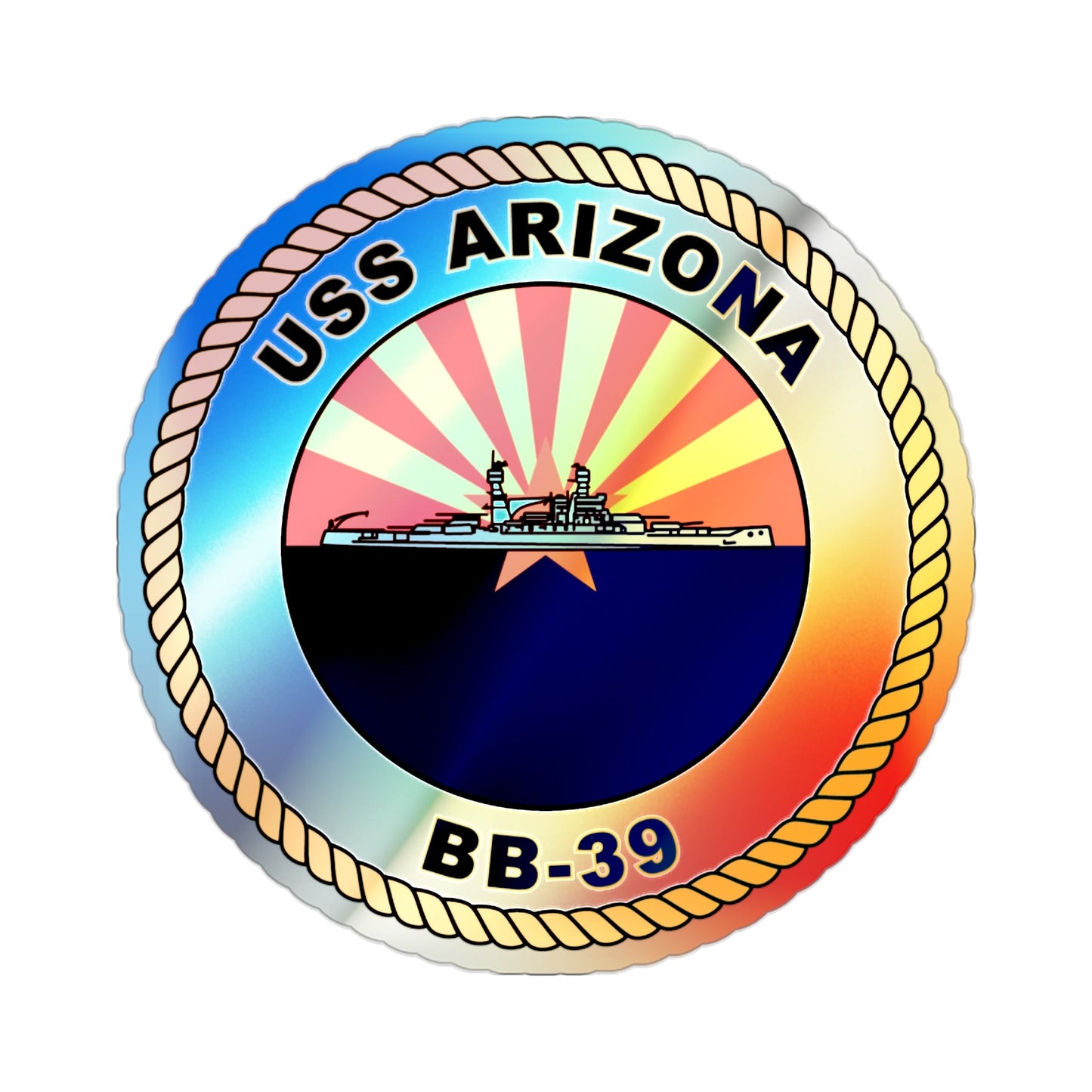USS Arizona BB 39 (U.S. Navy) Holographic STICKER Die-Cut Vinyl Decal-2 Inch-The Sticker Space