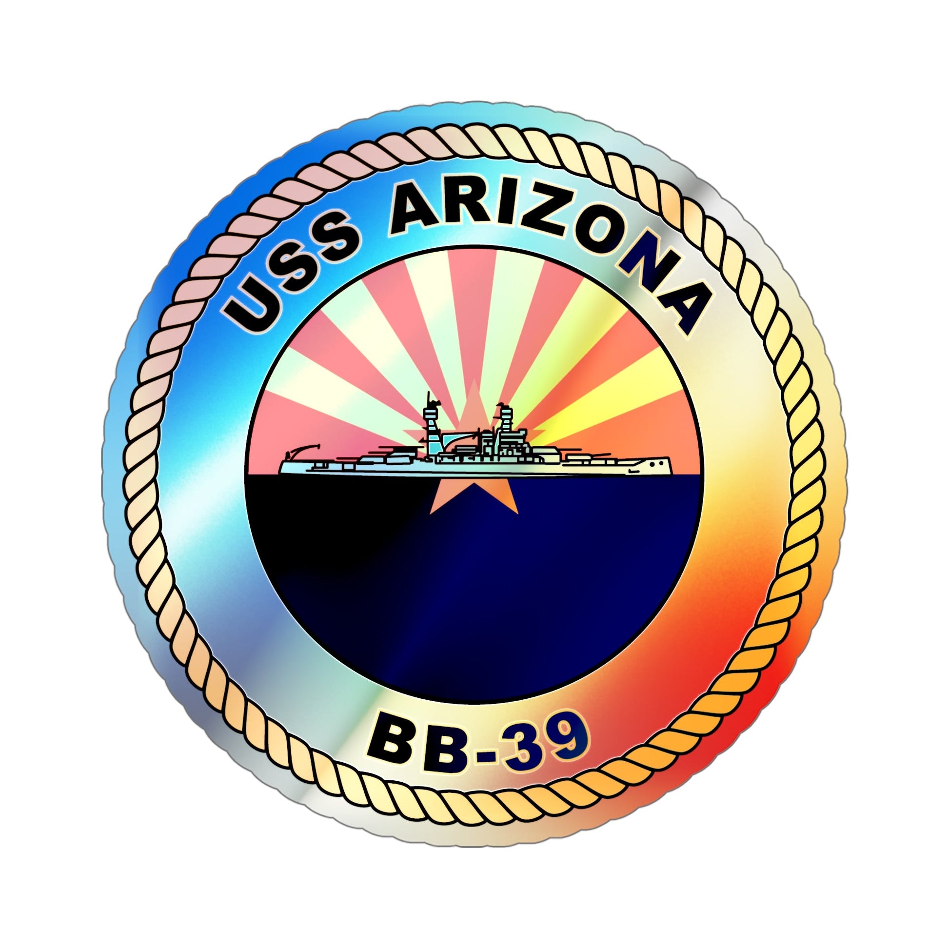 USS Arizona BB 39 (U.S. Navy) Holographic STICKER Die-Cut Vinyl Decal-5 Inch-The Sticker Space