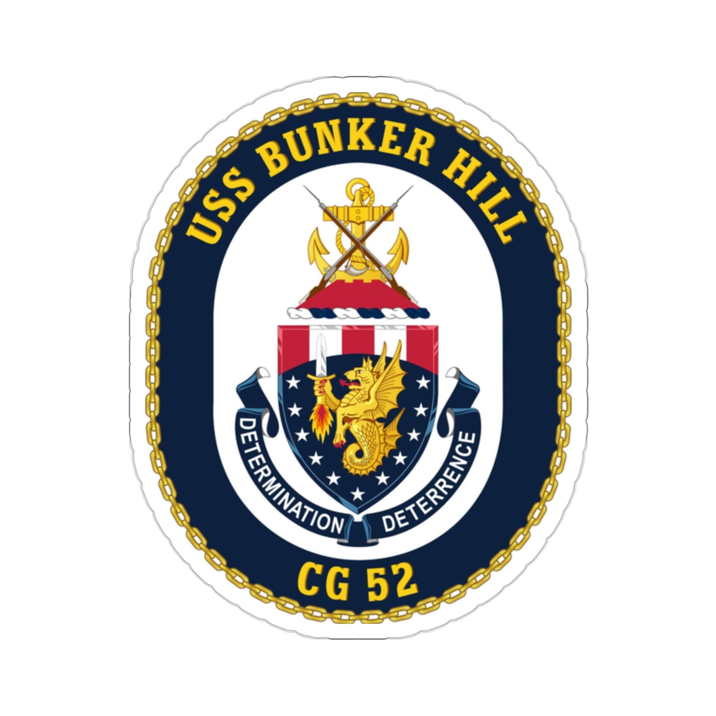 USS Bunker Hill CG 52 Crest (U.S. Navy) STICKER Vinyl Die-Cut Decal-2 Inch-The Sticker Space