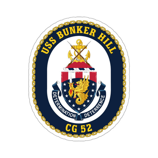 USS Bunker Hill CG 52 Crest (U.S. Navy) STICKER Vinyl Die-Cut Decal-6 Inch-The Sticker Space