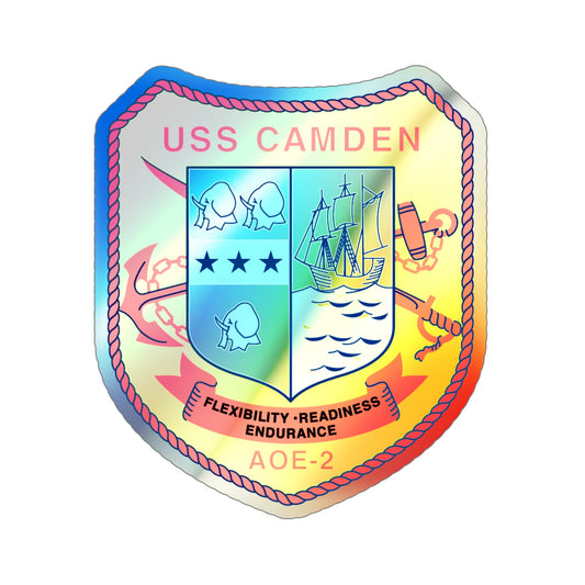 USS CAMDEN AOE 2 (U.S. Navy) Holographic STICKER Die-Cut Vinyl Decal-6 Inch-The Sticker Space