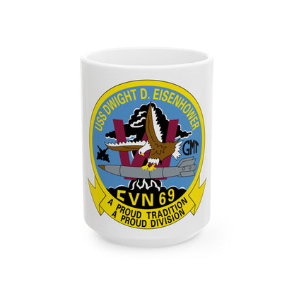 USS Dwight D Eisenhower Proud Tradition (U.S. Navy) White Coffee Mug-15oz-The Sticker Space