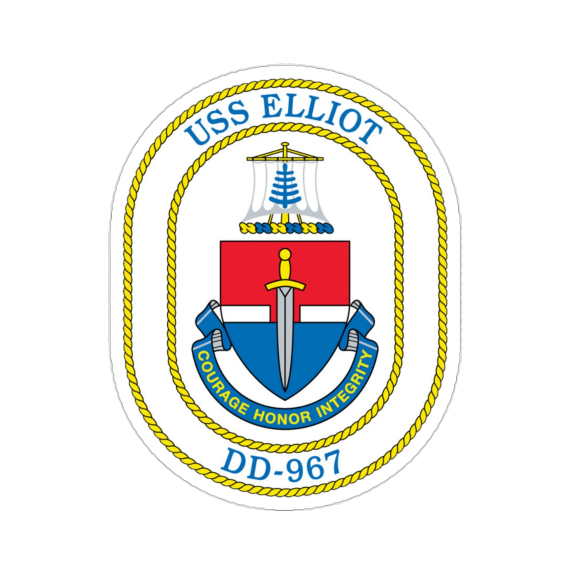 USS Elliot DD 967 (U.S. Navy) STICKER Vinyl Die-Cut Decal-2 Inch-The Sticker Space