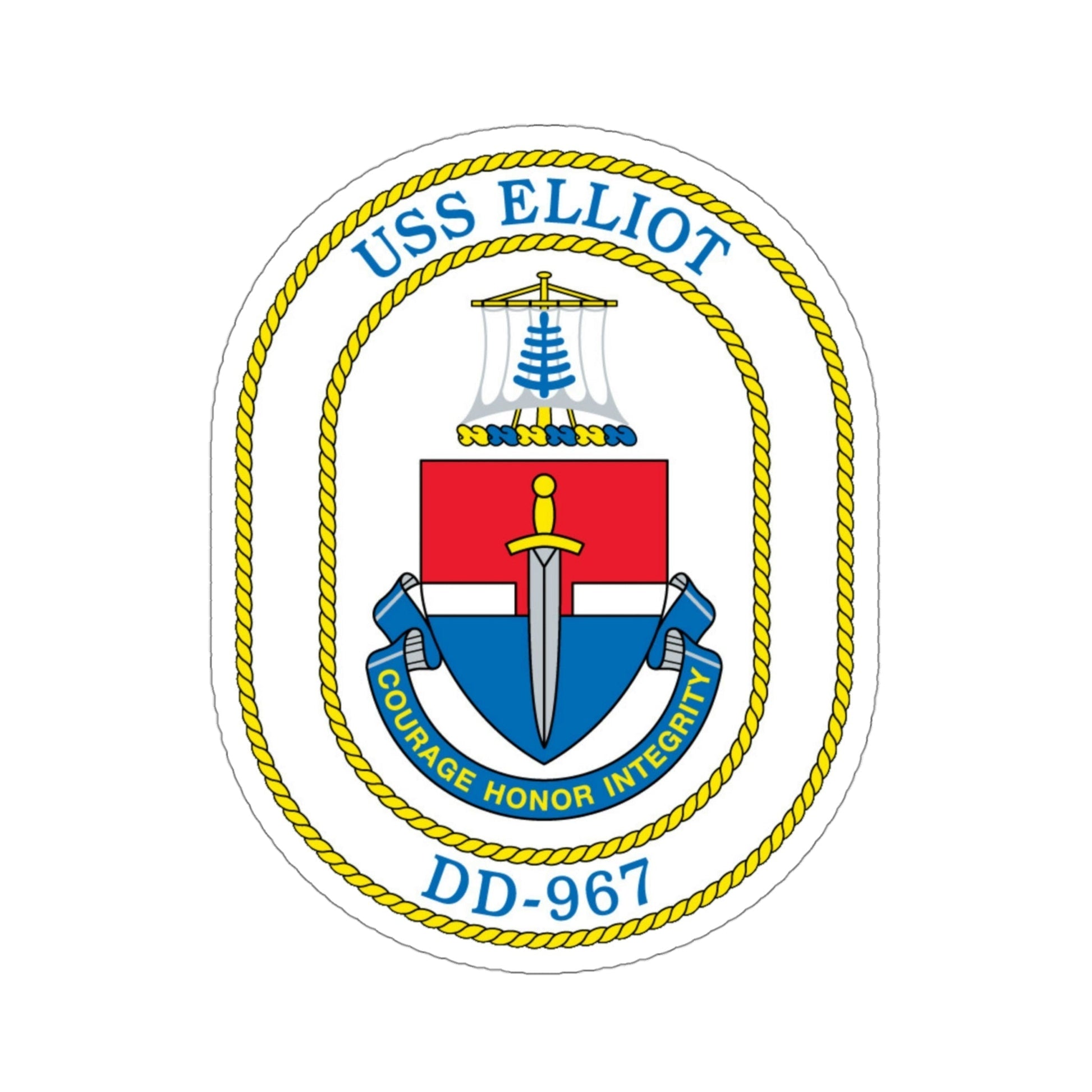 USS Elliot DD 967 (U.S. Navy) STICKER Vinyl Die-Cut Decal-4 Inch-The Sticker Space