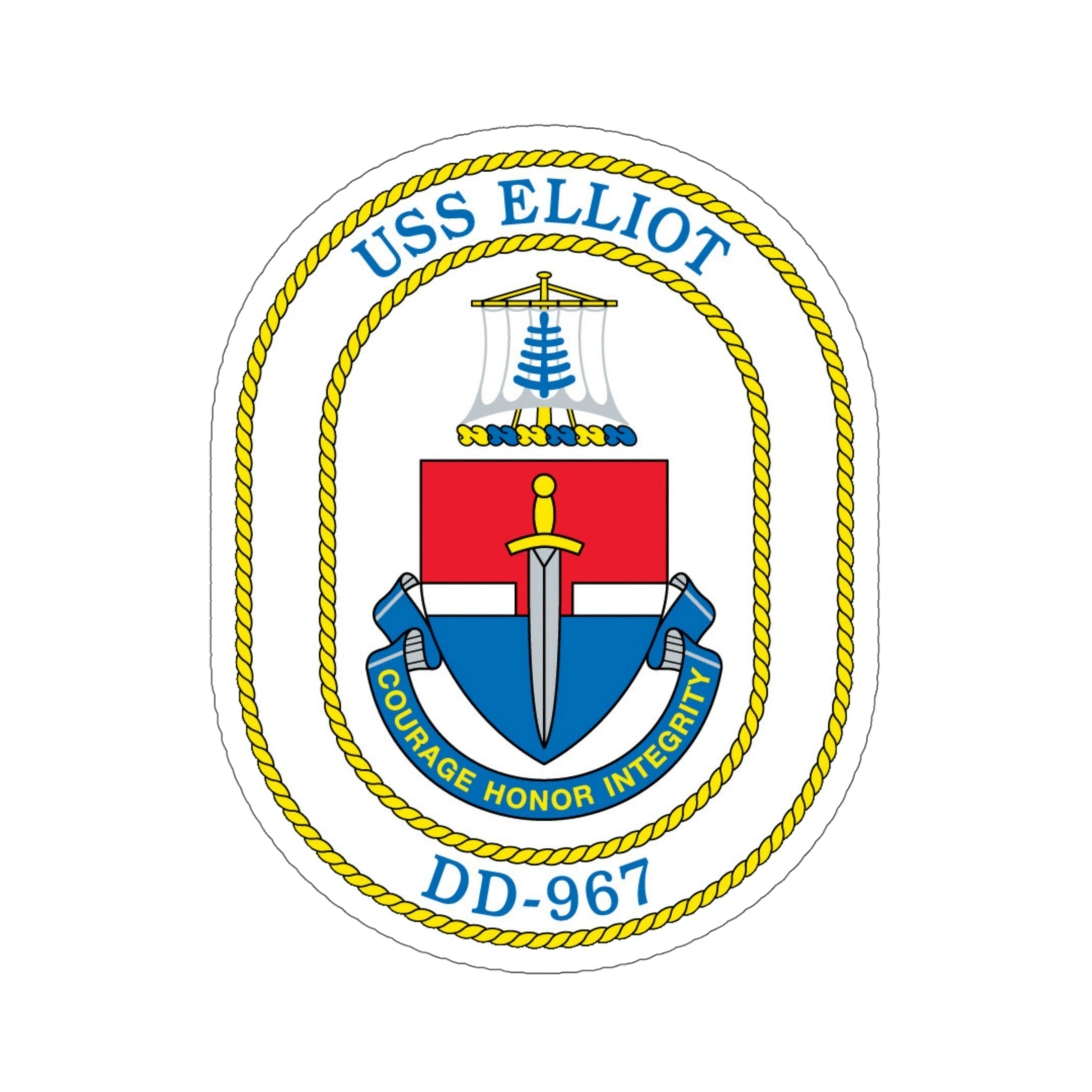 USS Elliot DD 967 (U.S. Navy) STICKER Vinyl Die-Cut Decal-5 Inch-The Sticker Space