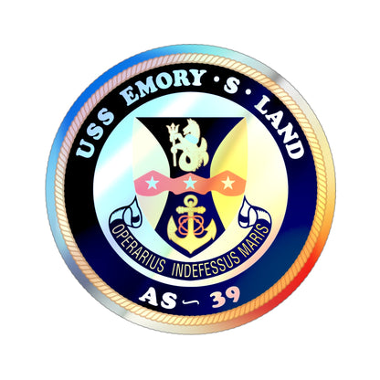 USS Emory S Land AS 39 (U.S. Navy) Holographic STICKER Die-Cut Vinyl Decal-3 Inch-The Sticker Space