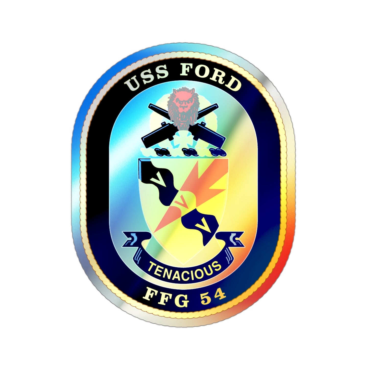 USS Ford FFG 54 (U.S. Navy) Holographic STICKER Die-Cut Vinyl Decal-3 Inch-The Sticker Space
