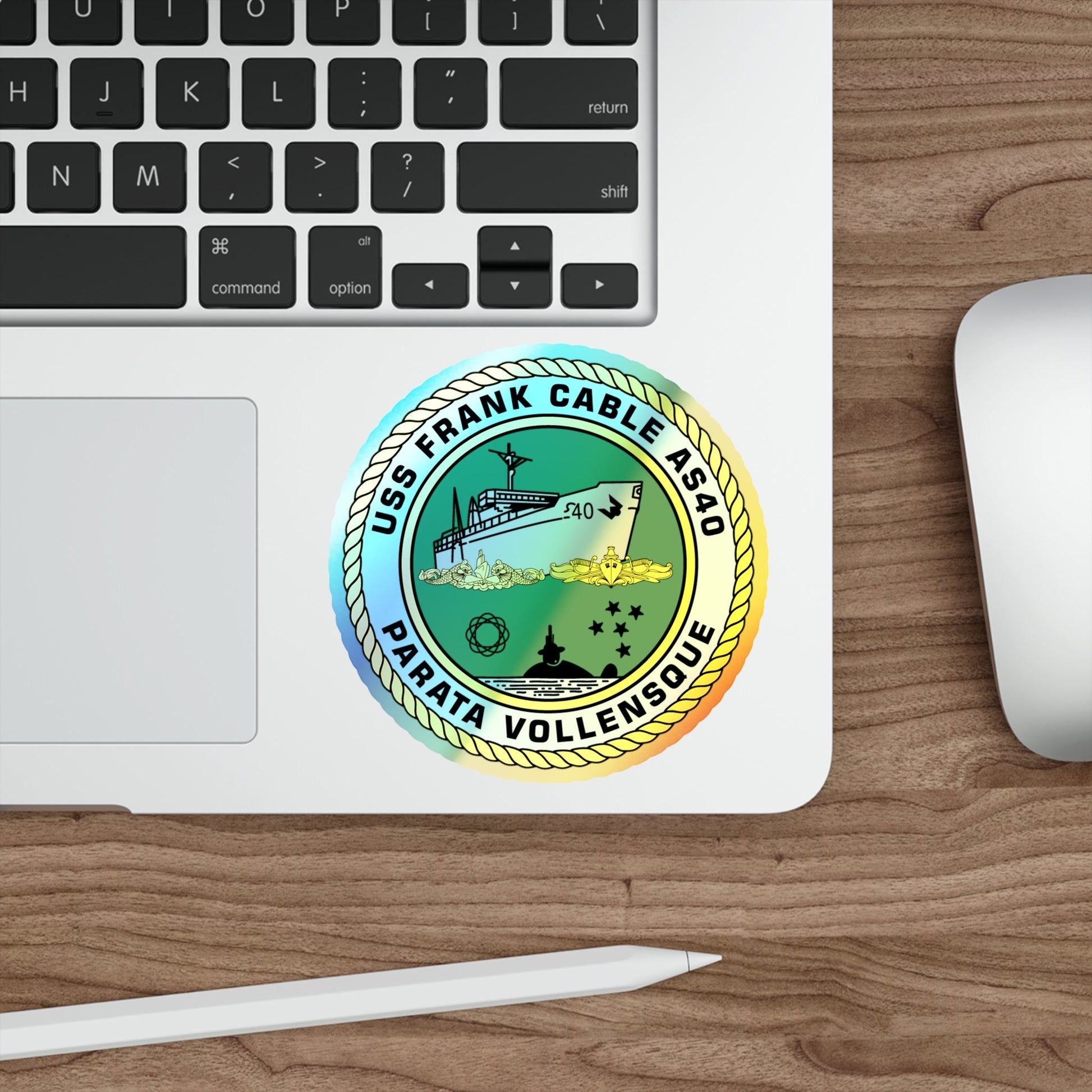 USS Frank Cable AS40 Parata Vollensque (U.S. Navy) Holographic STICKER Die-Cut Vinyl Decal-The Sticker Space